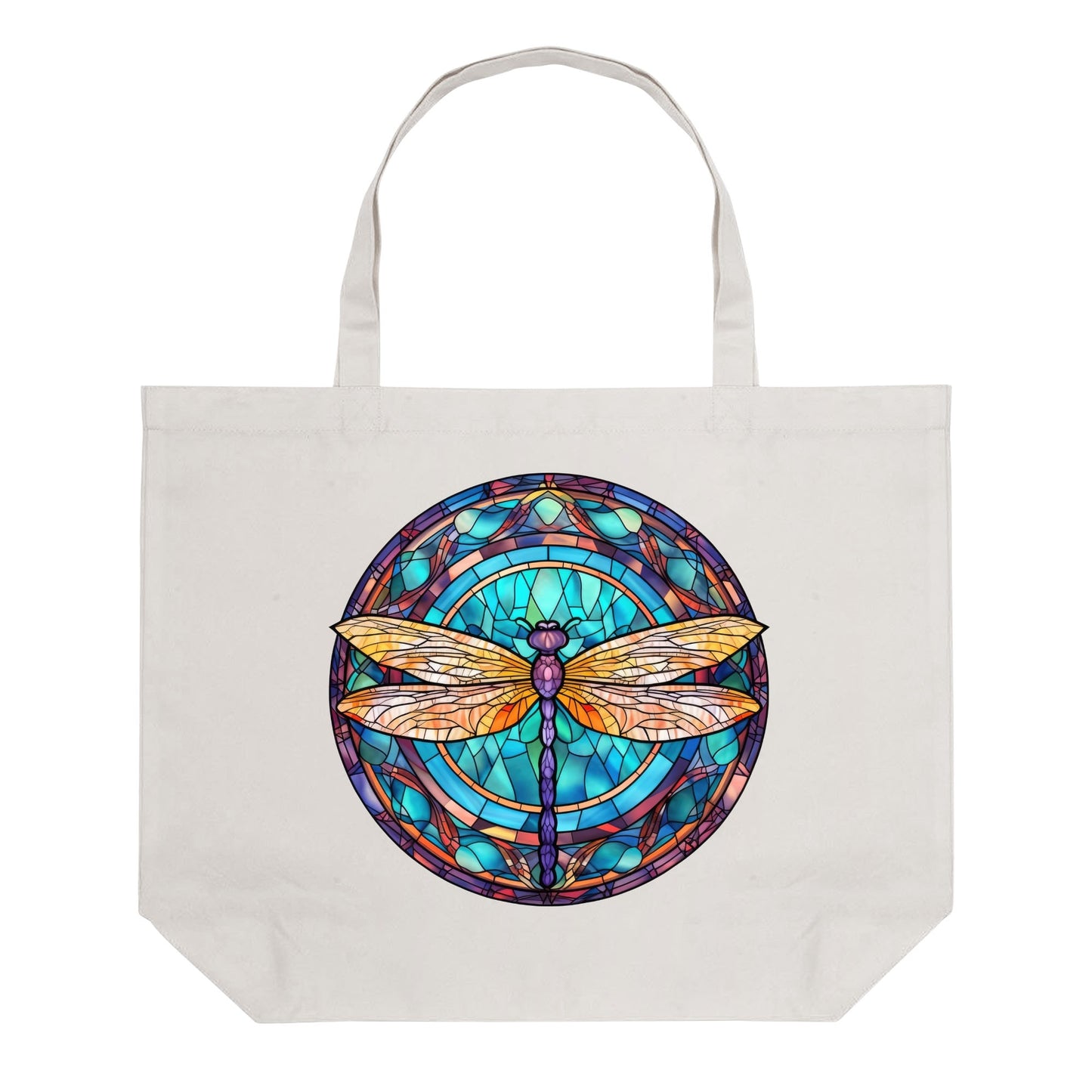 Dragonfly Stained Glass | 100% Cotton Tote Bag (Single-sided Print)