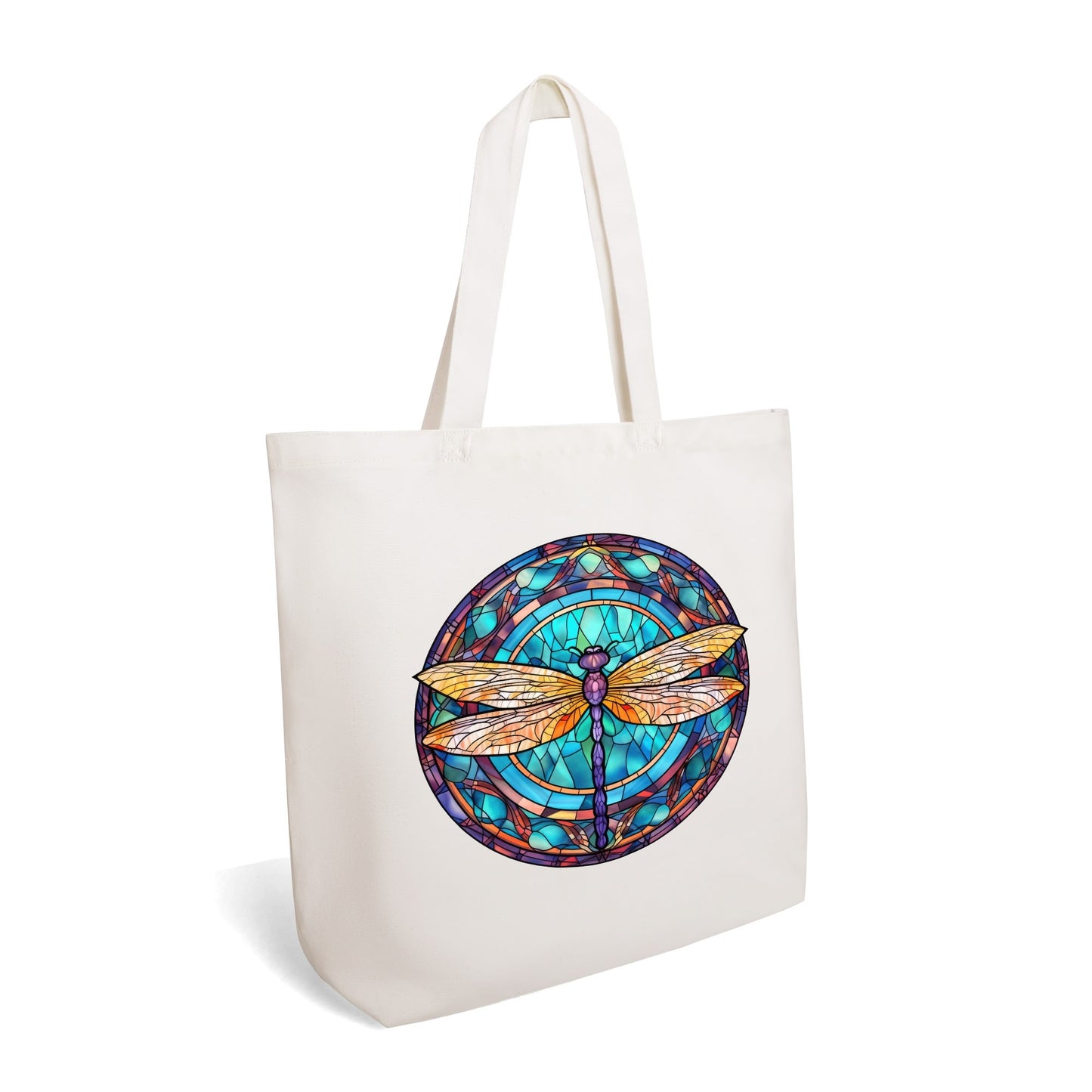 Dragonfly Stained Glass | 100% Cotton Tote Bag (Single-sided Print)