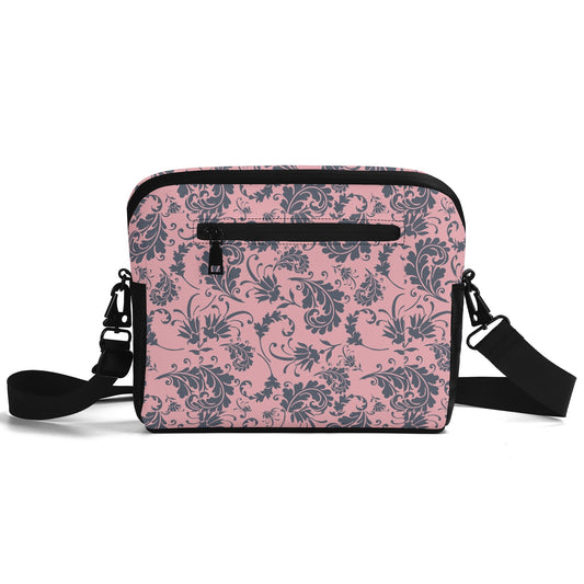 Blush Paisley Design | Faux Leather Small Messenger Bag – Water-Resistant Everyday Organizer