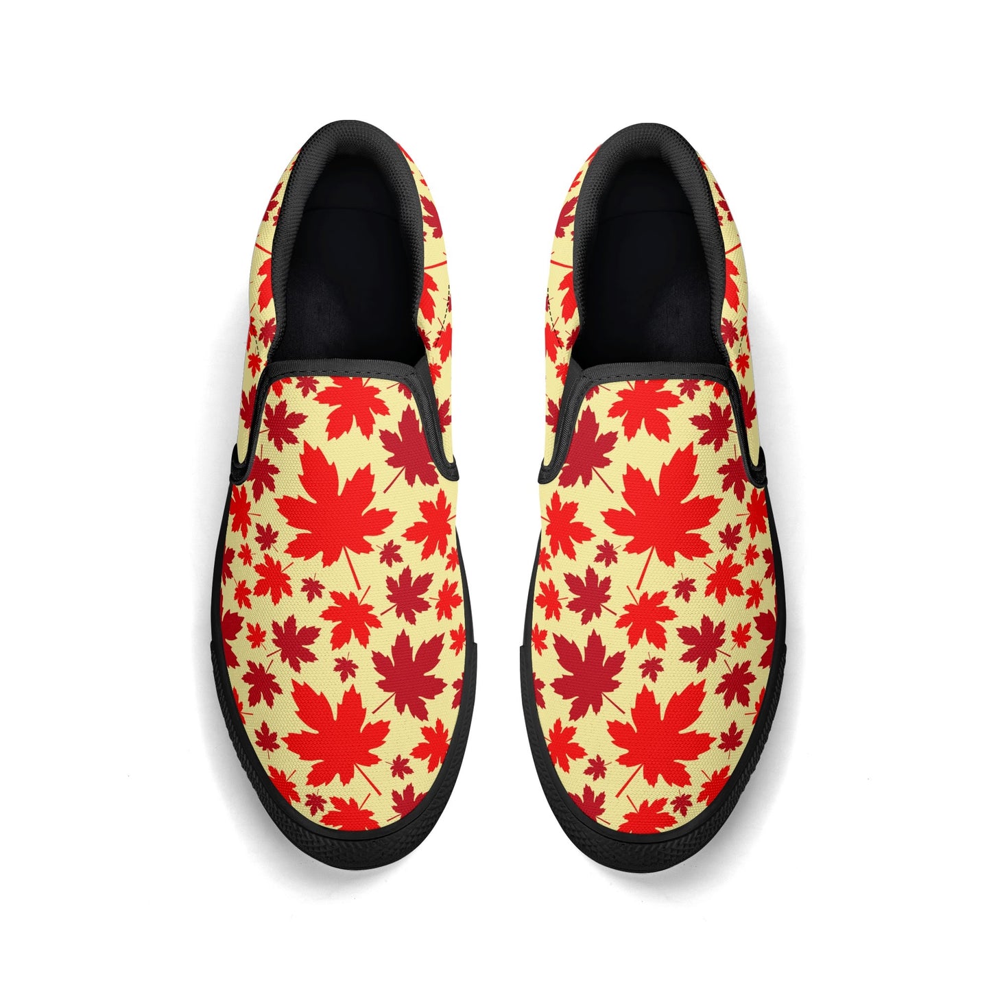 Canadian Maple Leaves | Womens Rubber Slip On Loafers - Distinct Colours