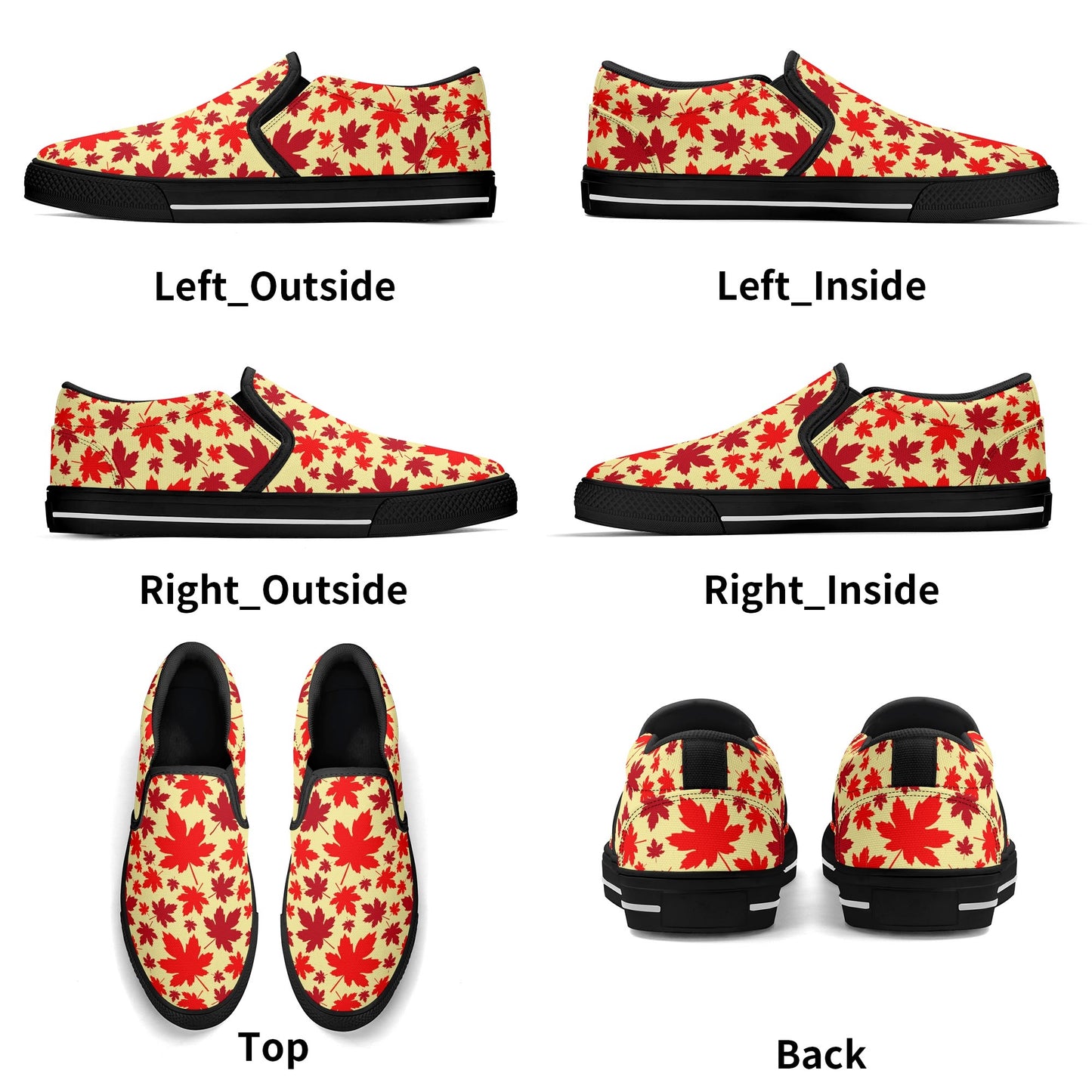 Canadian Maple Leaves | Womens Rubber Slip On Loafers - Distinct Colours