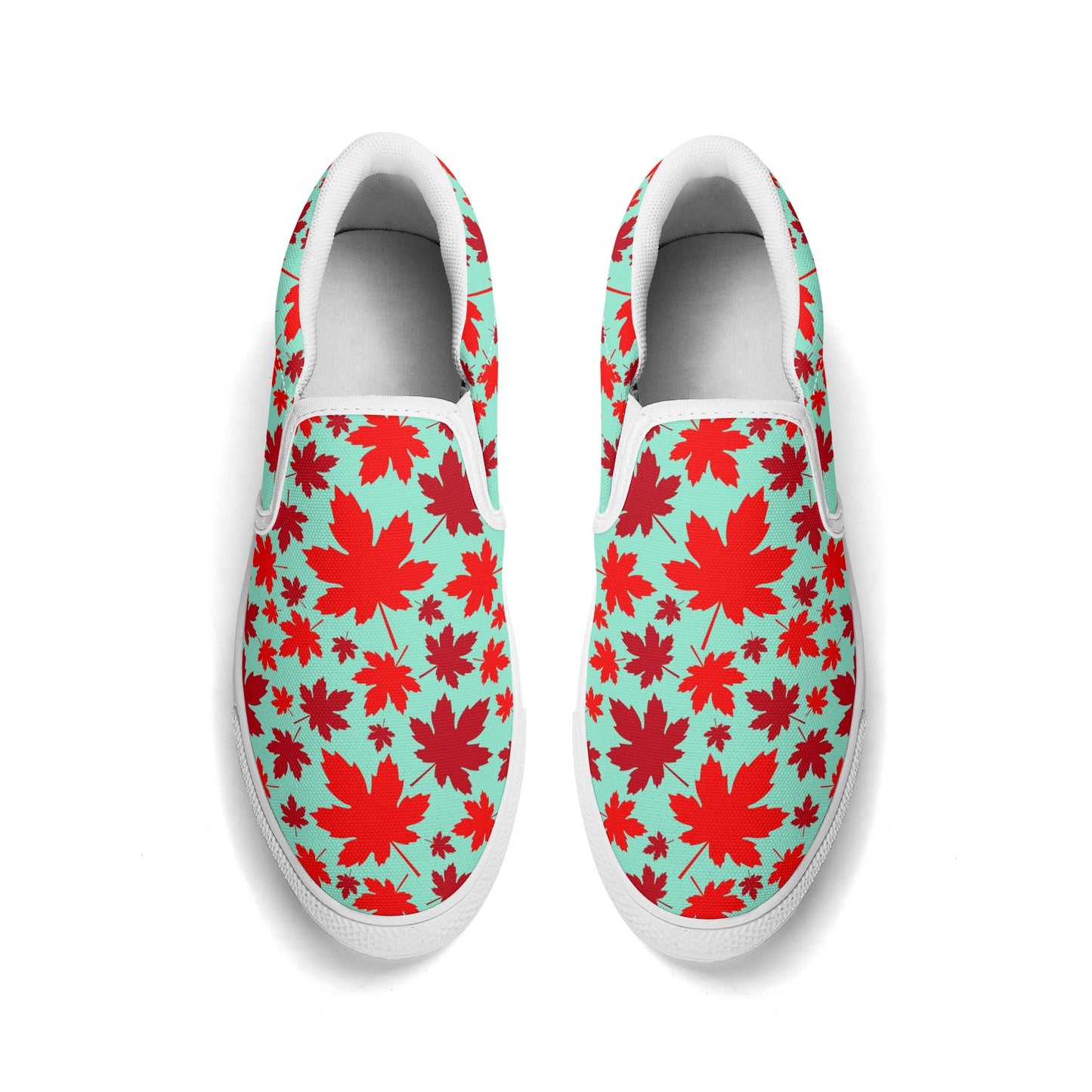 Canadian Maple Leaves | Womens Rubber Slip On Loafers - Distinct Colours