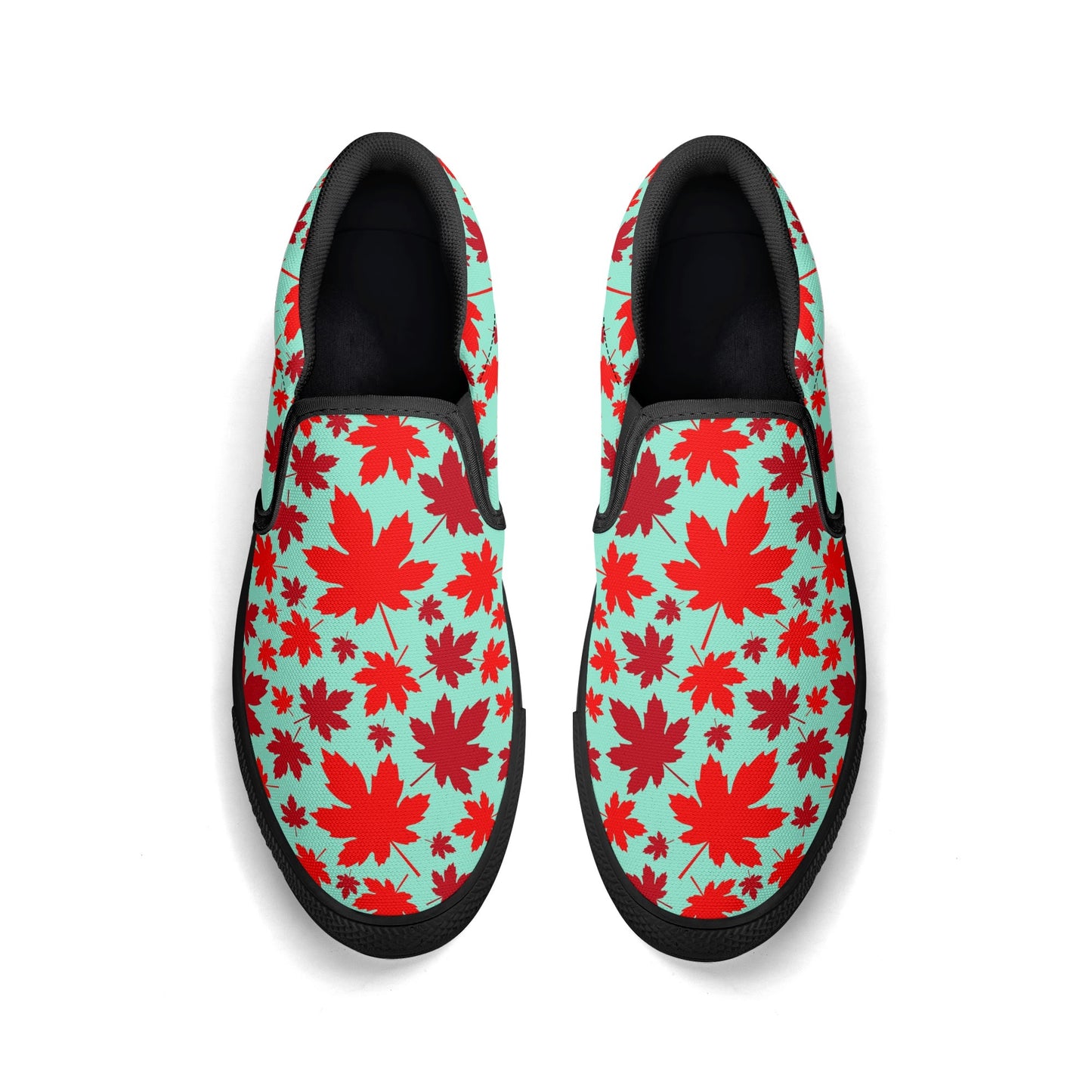 Canadian Maple Leaves | Womens Rubber Slip On Loafers - Distinct Colours