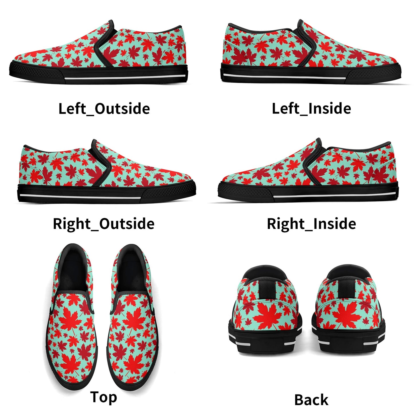 Canadian Maple Leaves | Womens Rubber Slip On Loafers - Distinct Colours