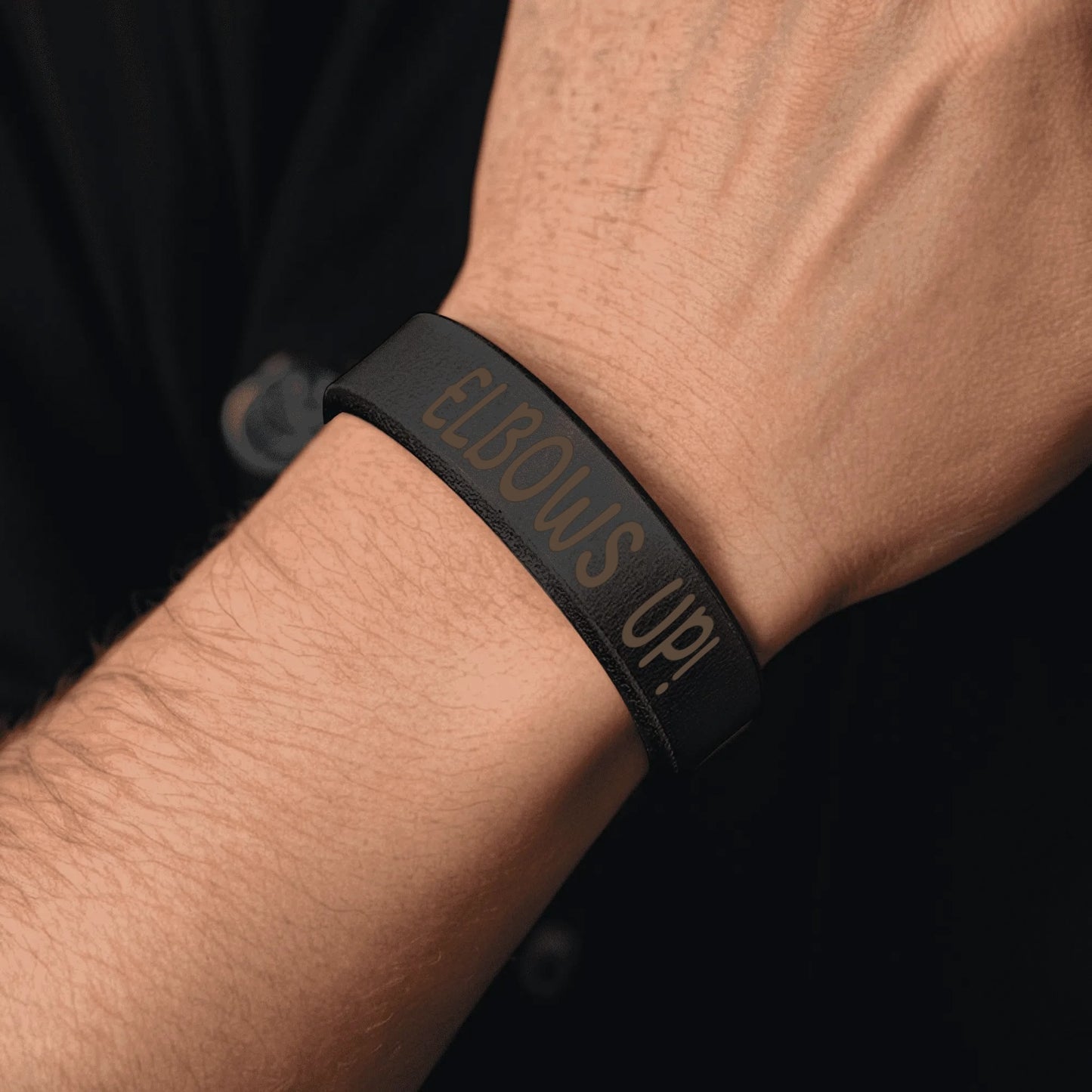 Black or Yellow | ELBOWS UP! Engraved Cuff Bracelet – Bold Style, Lasting Messages