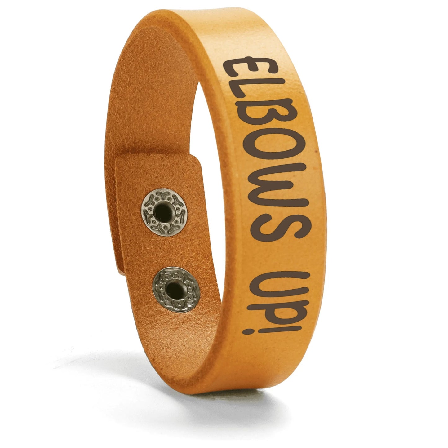 Black or Yellow | ELBOWS UP! Engraved Cuff Bracelet – Bold Style, Lasting Messages