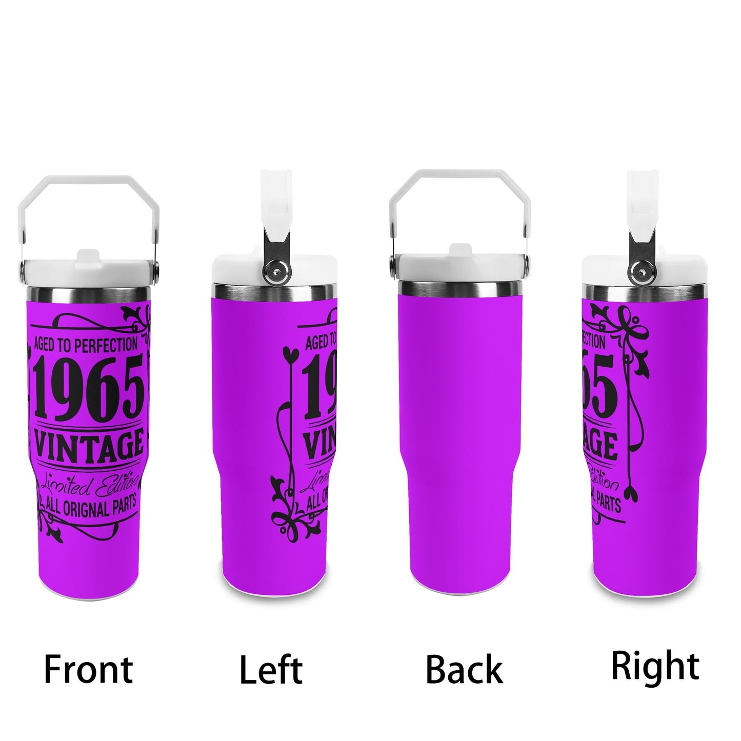 Aged to Perfection 1965 Vintage | 30oz Stainless Steel Travel Mug - Black Font