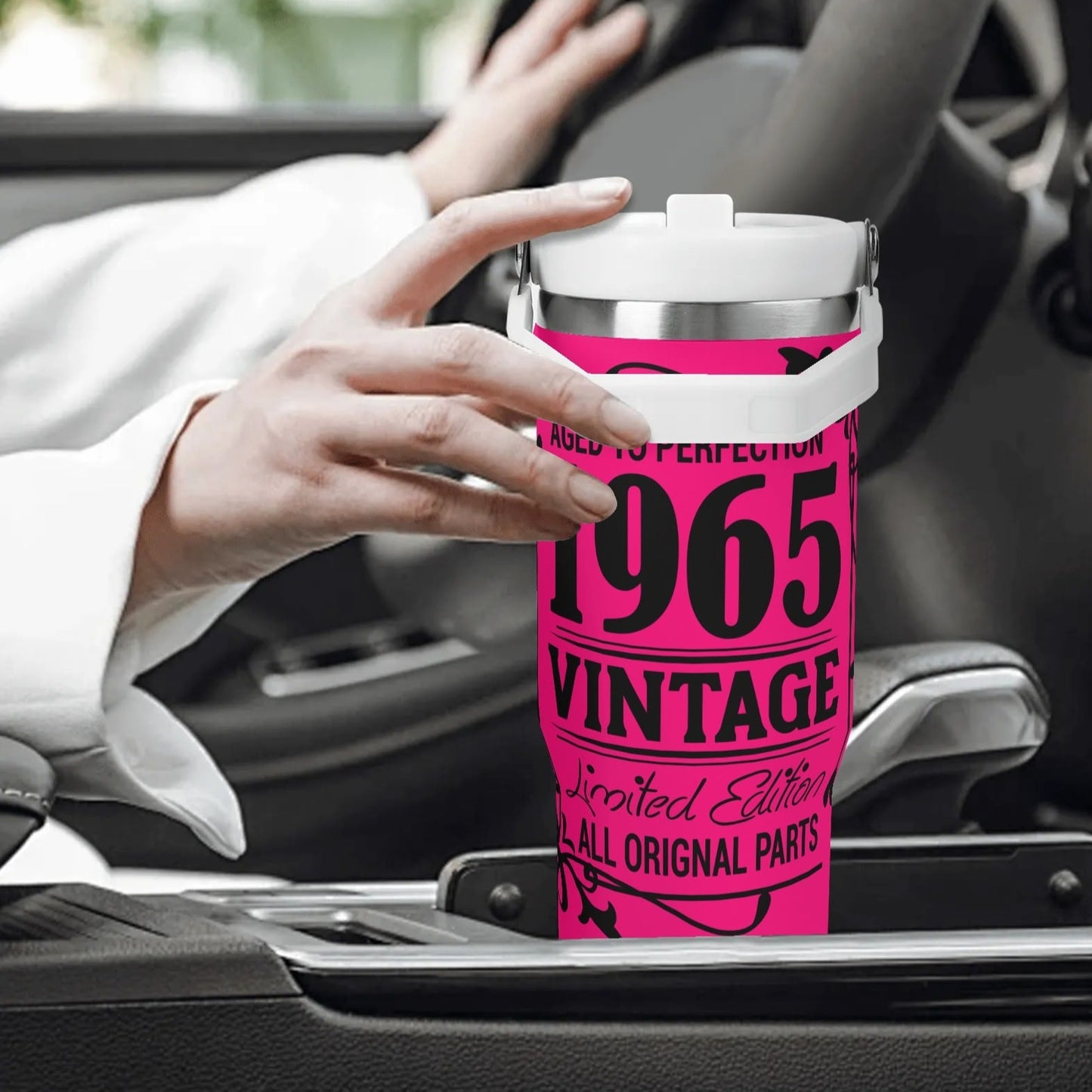 Aged to Perfection 1965 Vintage | 30oz Stainless Steel Travel Mug - Black Font