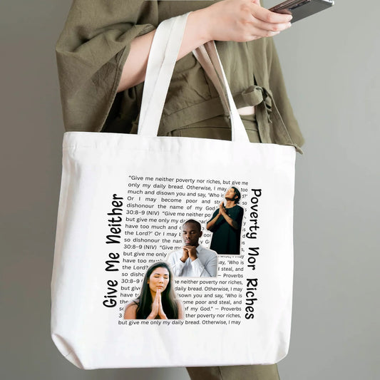 Proverbs 30:8-9 | Eco-Friendly Cotton Tote Bag – Spacious & Durable Design