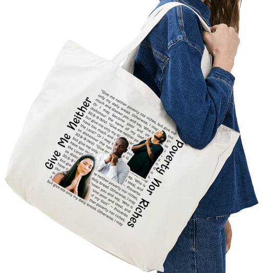Proverbs 30:8-9 | Eco-Friendly Cotton Tote Bag – Spacious & Durable Design