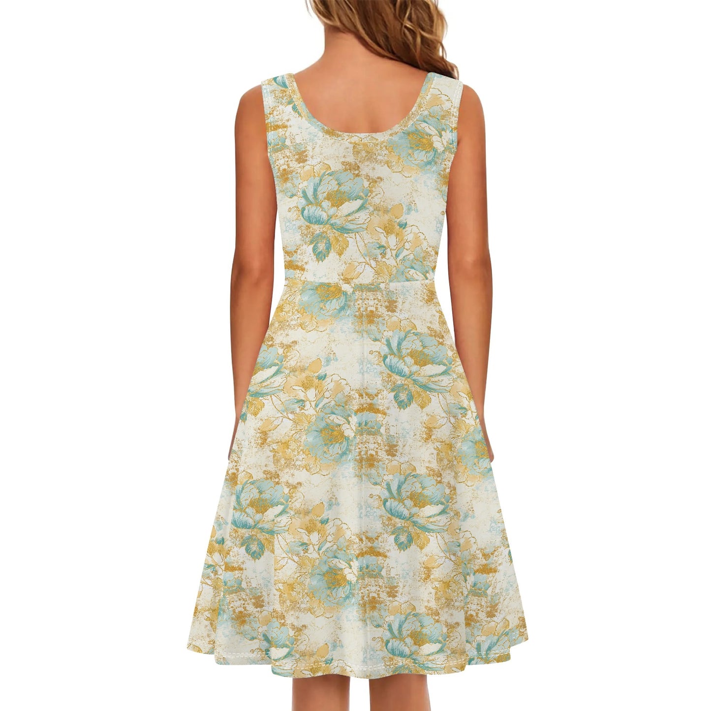 Vintage Florals | Womens Tank Sundress With Pockets - Midi Length