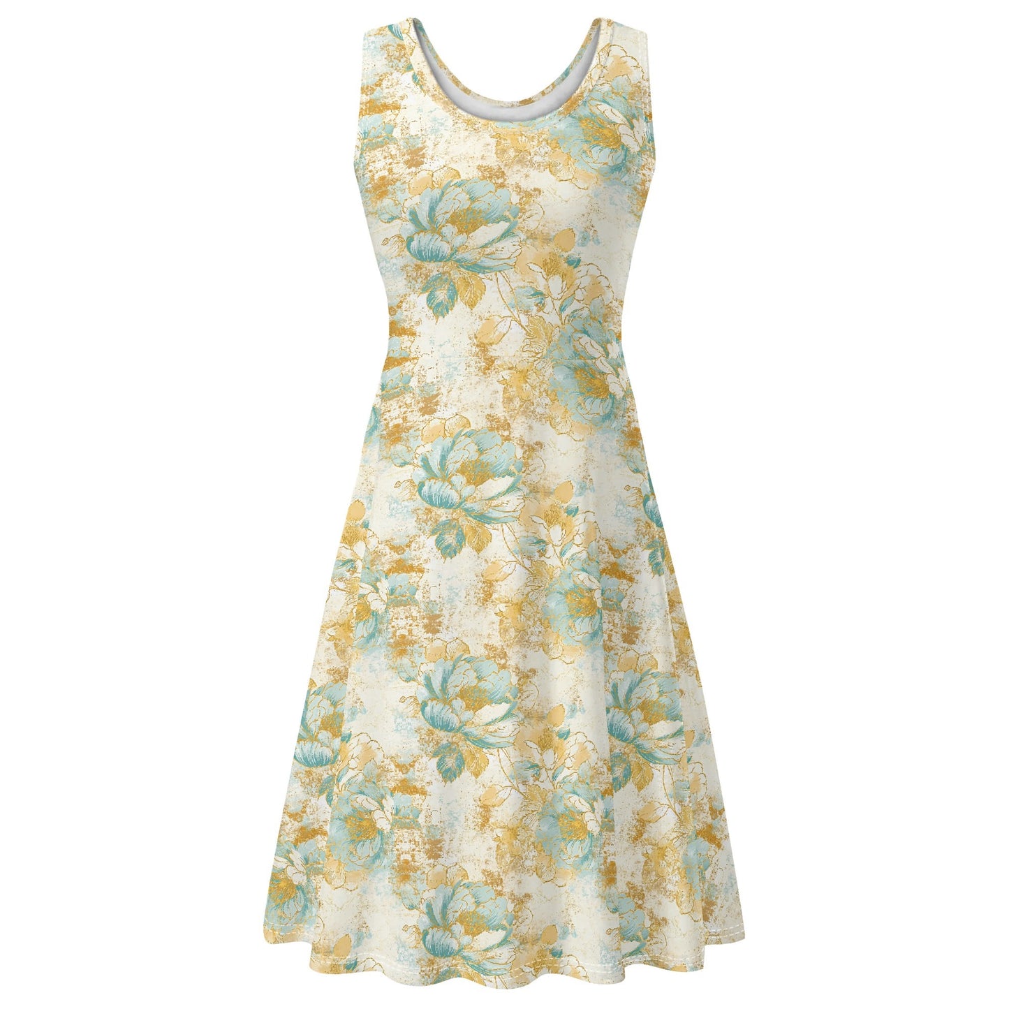 Vintage Florals | Womens Tank Sundress With Pockets - Midi Length