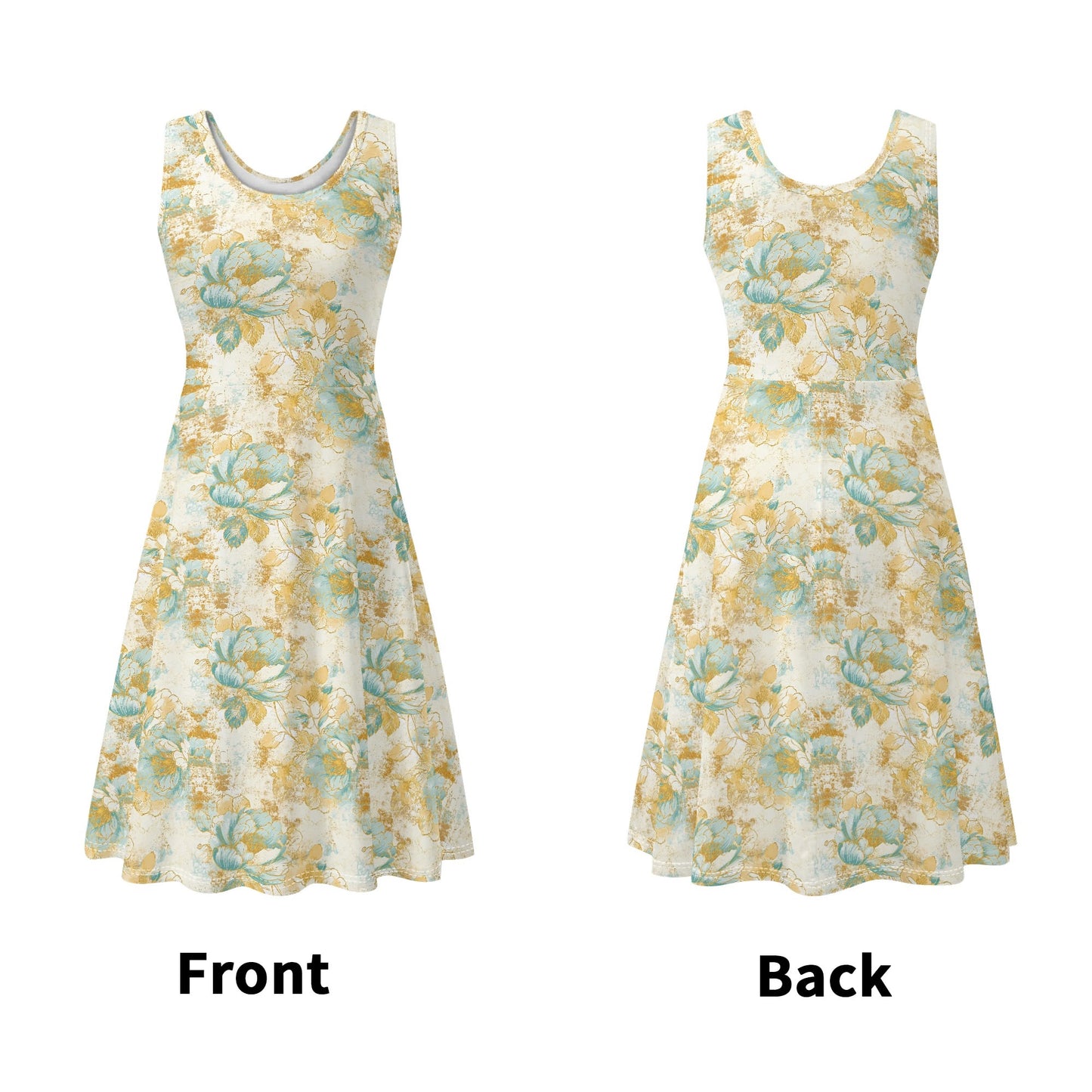 Vintage Florals | Womens Tank Sundress With Pockets - Midi Length