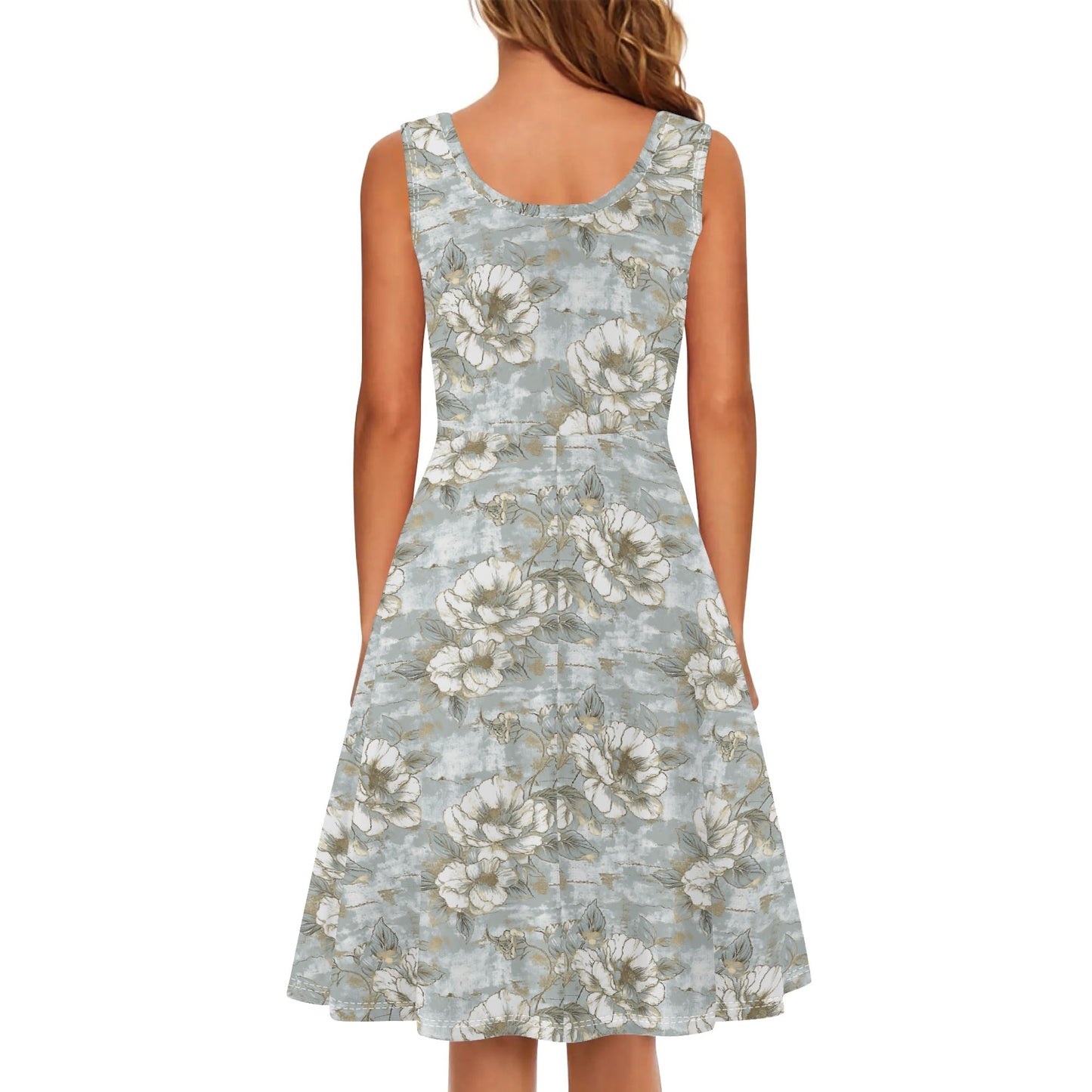Vintage Florals | Womens Tank Sundress With Pockets - Midi Length