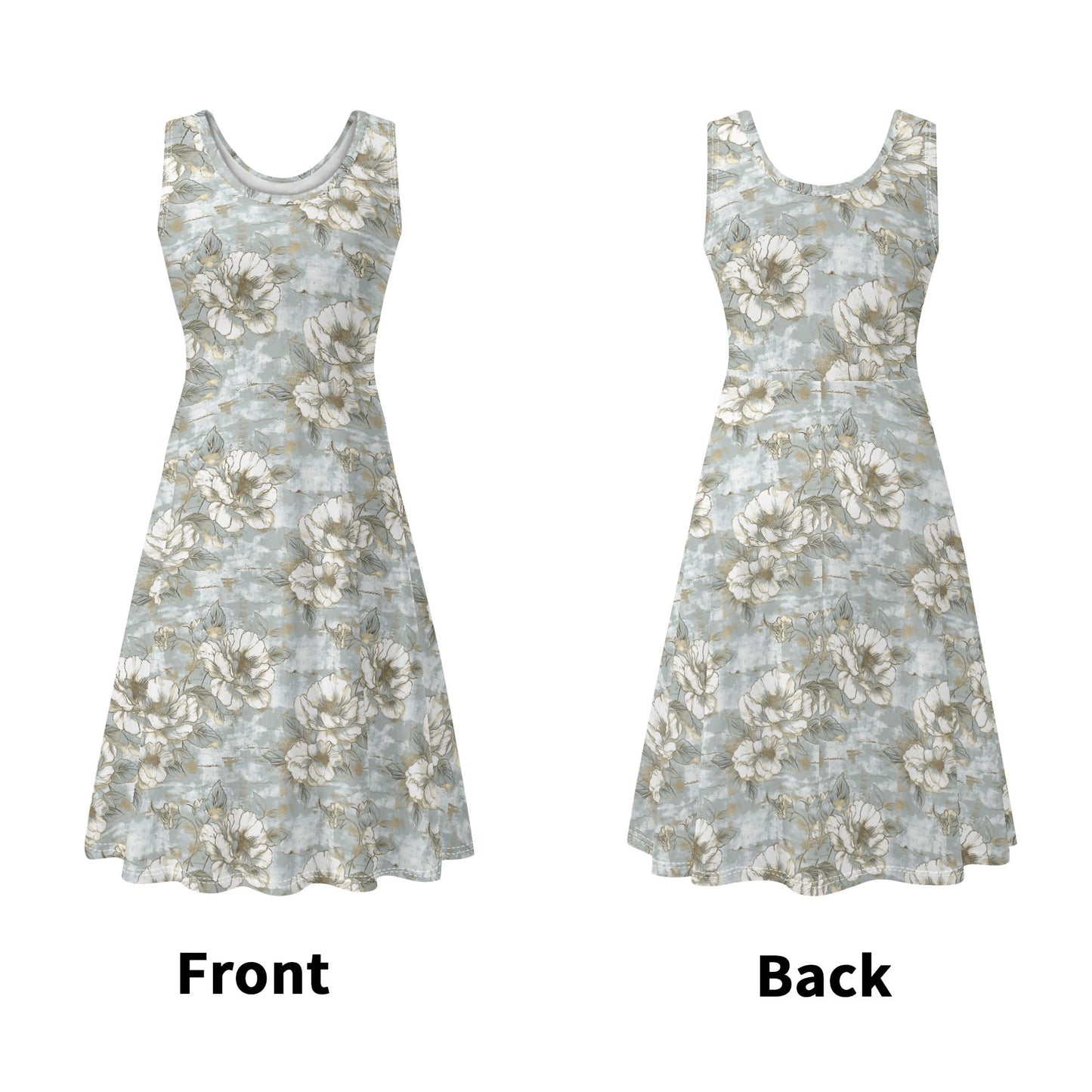 Vintage Florals | Womens Tank Sundress With Pockets - Midi Length