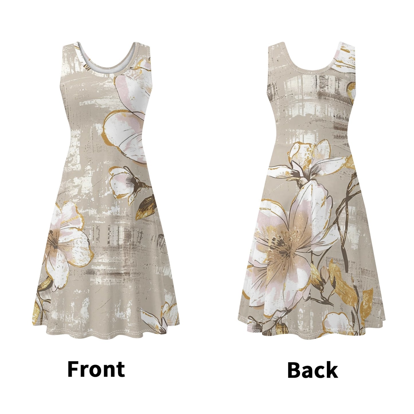 Vintage Florals | Womens Tank Sundress With Pockets - Midi Length