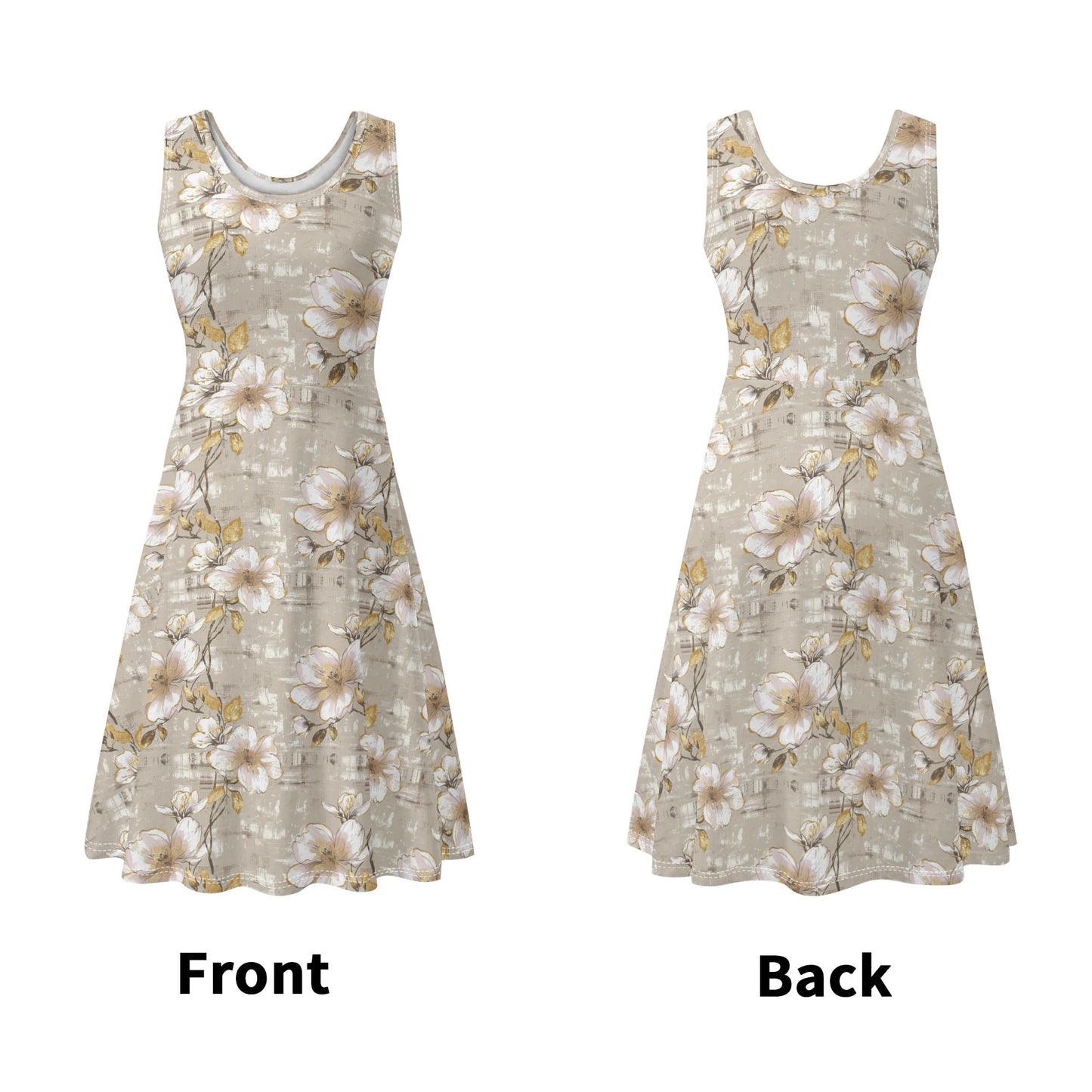 Vintage Florals | Womens Tank Sundress With Pockets - Midi Length
