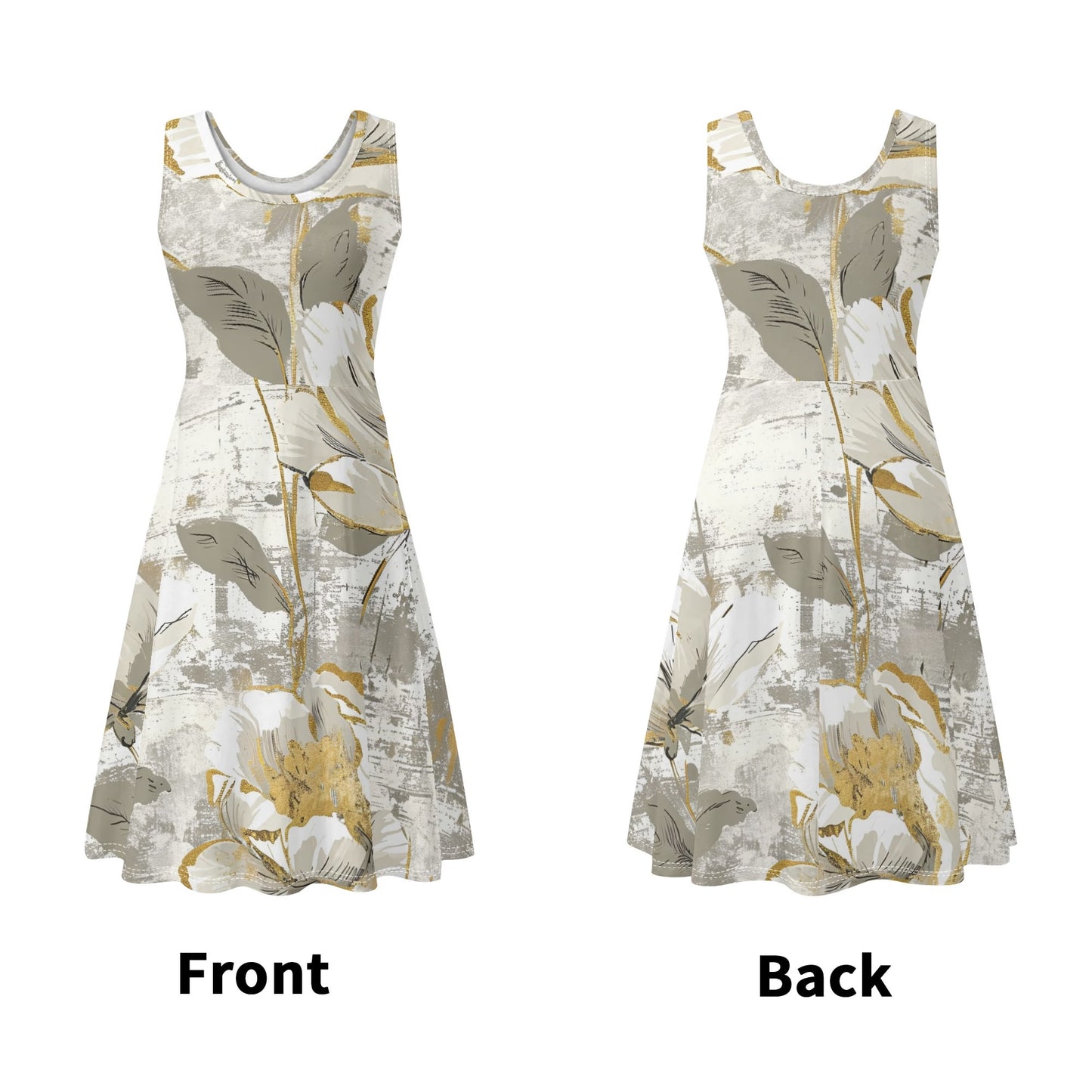 Vintage Florals | Womens Tank Sundress With Pockets - Midi Length