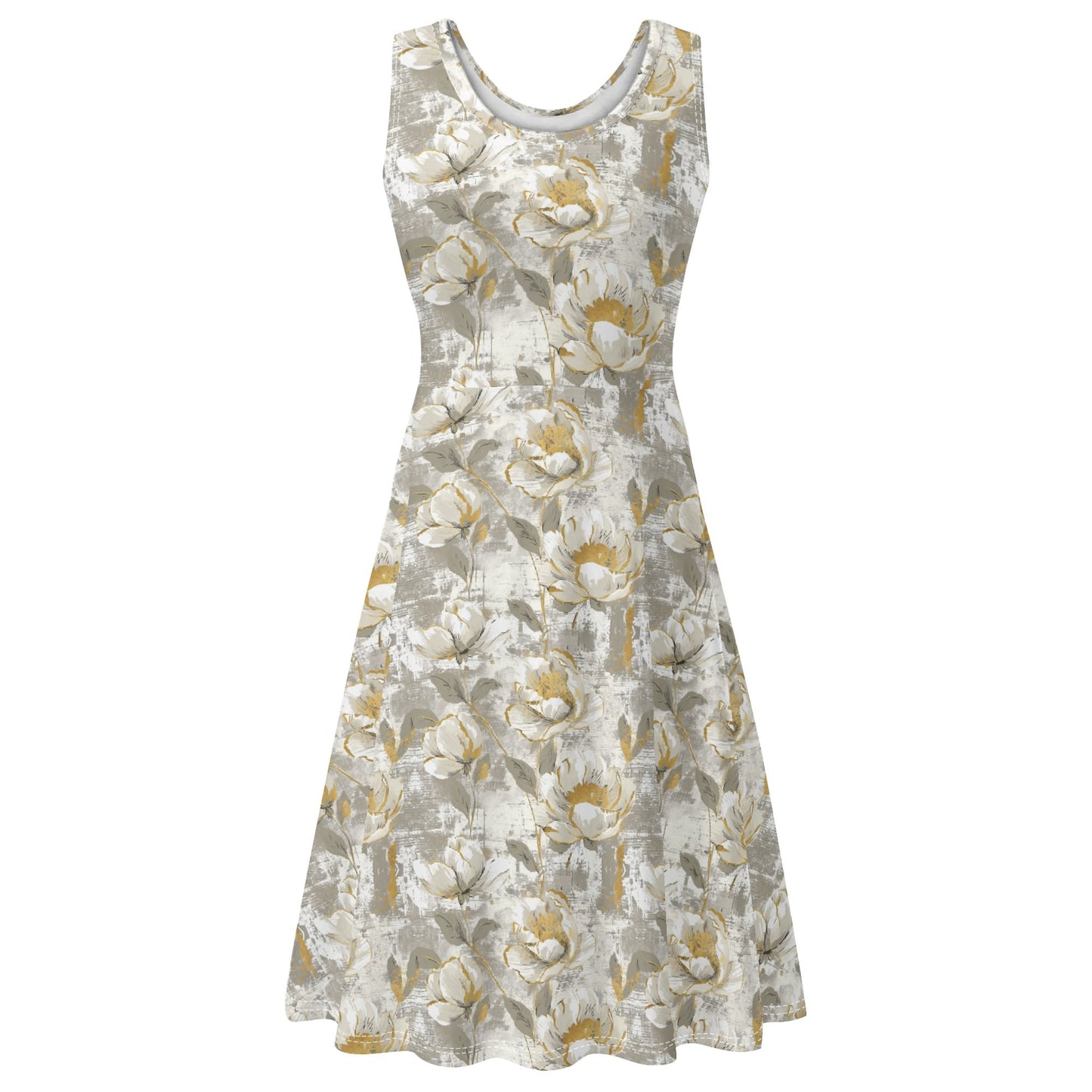 Vintage Florals | Womens Tank Sundress With Pockets - Midi Length