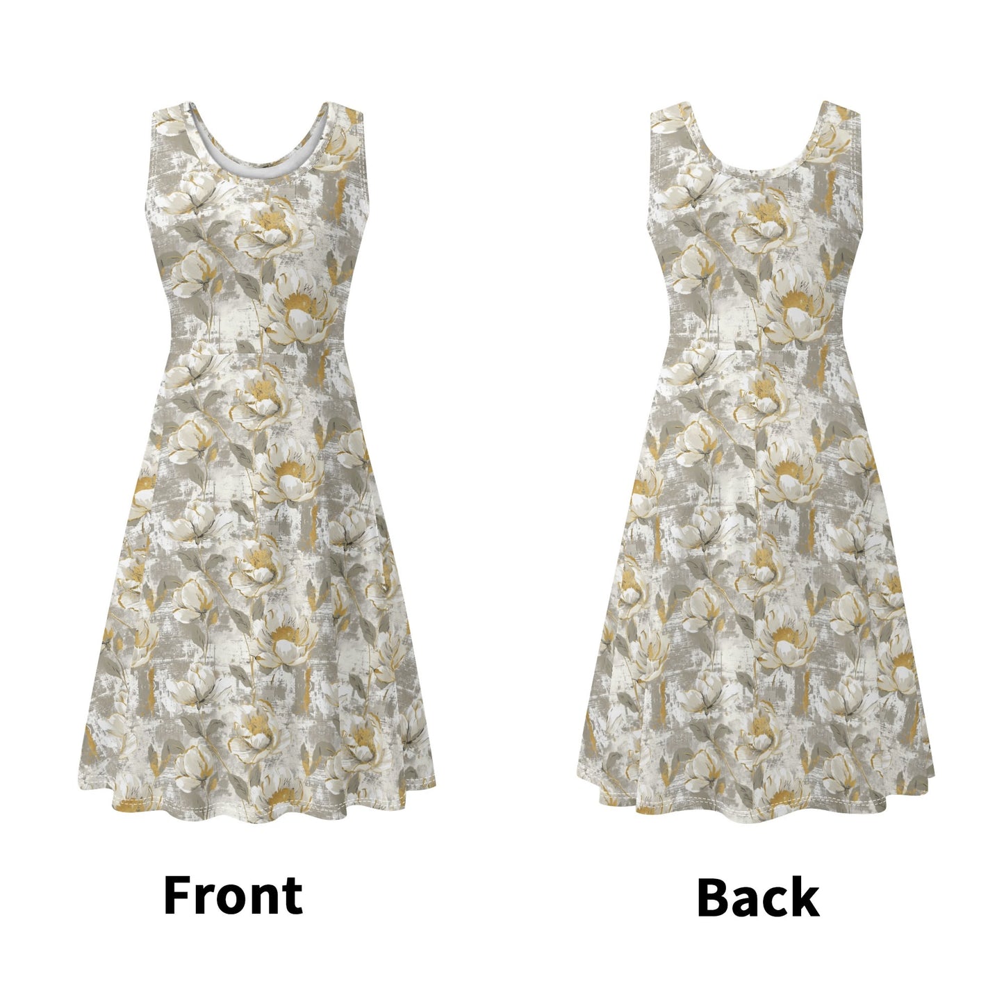 Vintage Florals | Womens Tank Sundress With Pockets - Midi Length