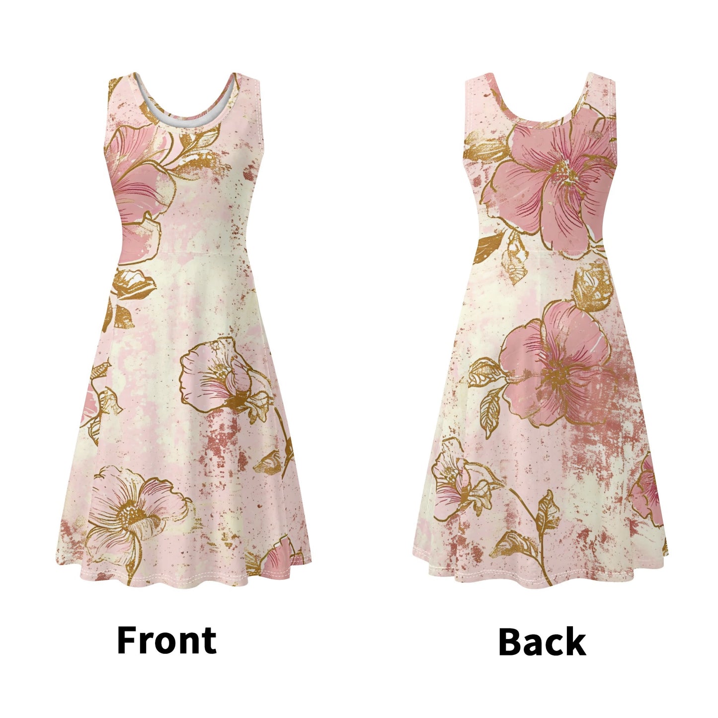 Vintage Florals | Womens Tank Sundress With Pockets - Midi Length