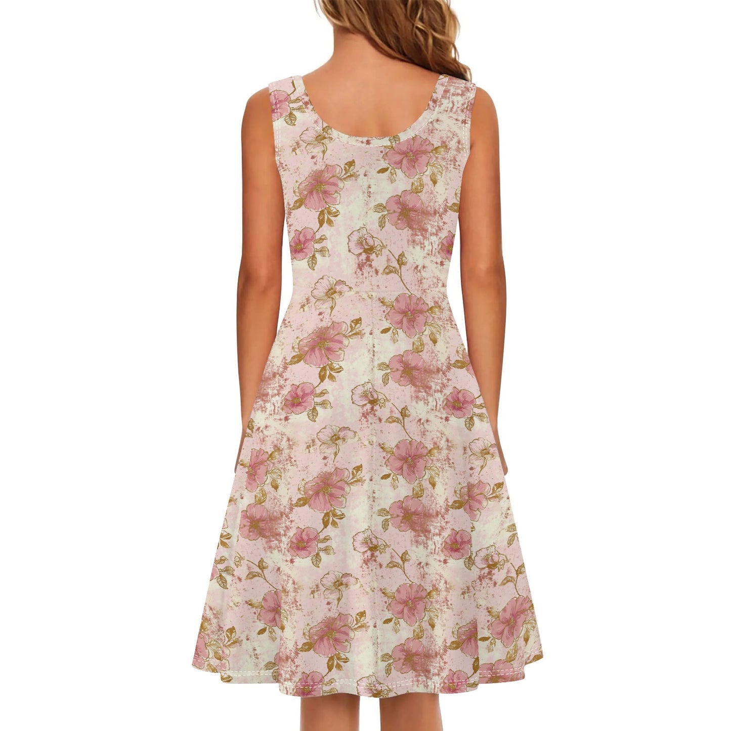 Vintage Florals | Womens Tank Sundress With Pockets - Midi Length