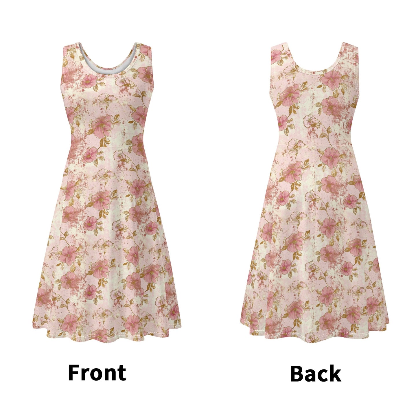 Vintage Florals | Womens Tank Sundress With Pockets - Midi Length