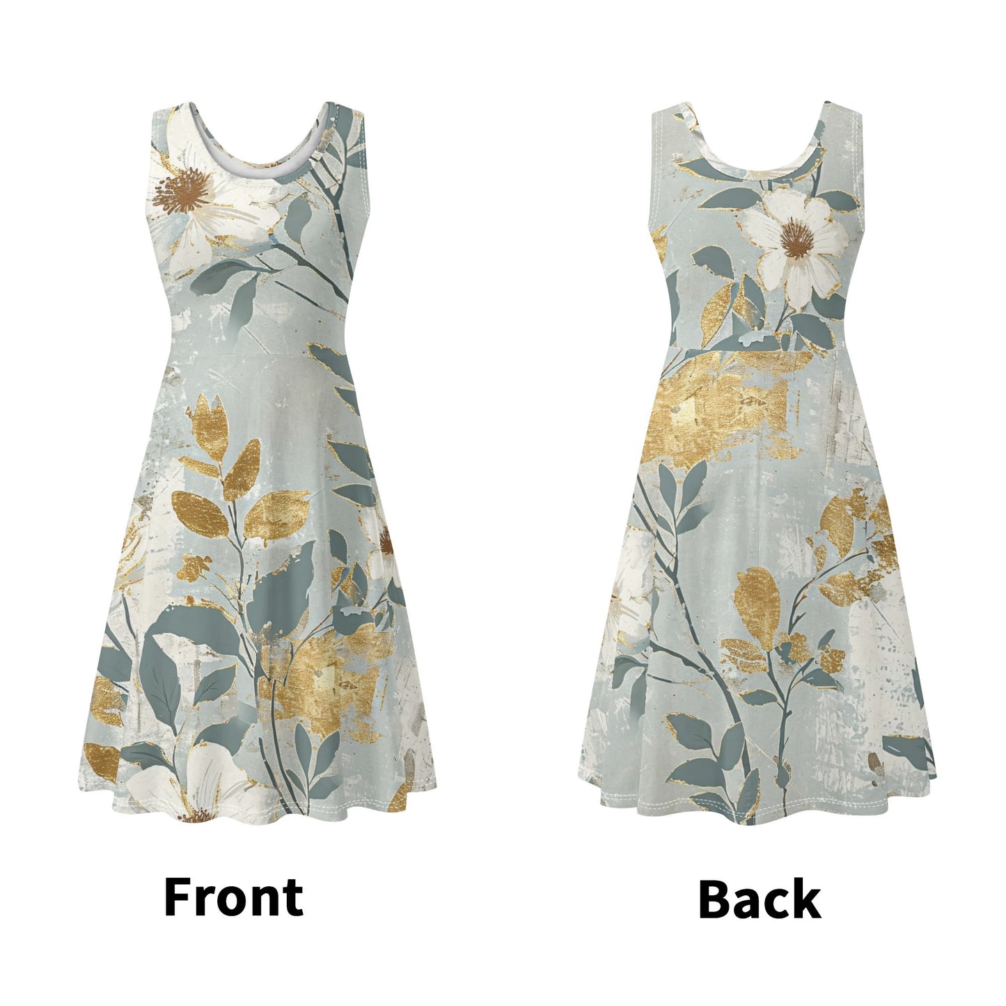 Vintage Florals | Womens Tank Sundress With Pockets - Midi Length