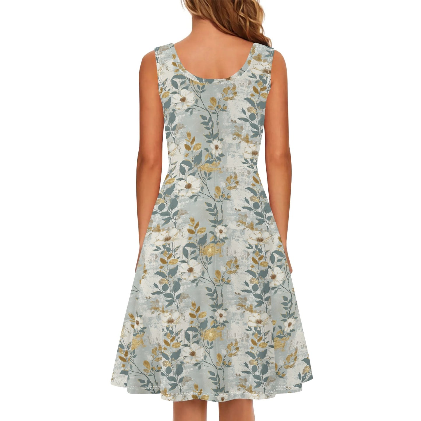 Vintage Florals | Womens Tank Sundress With Pockets - Midi Length