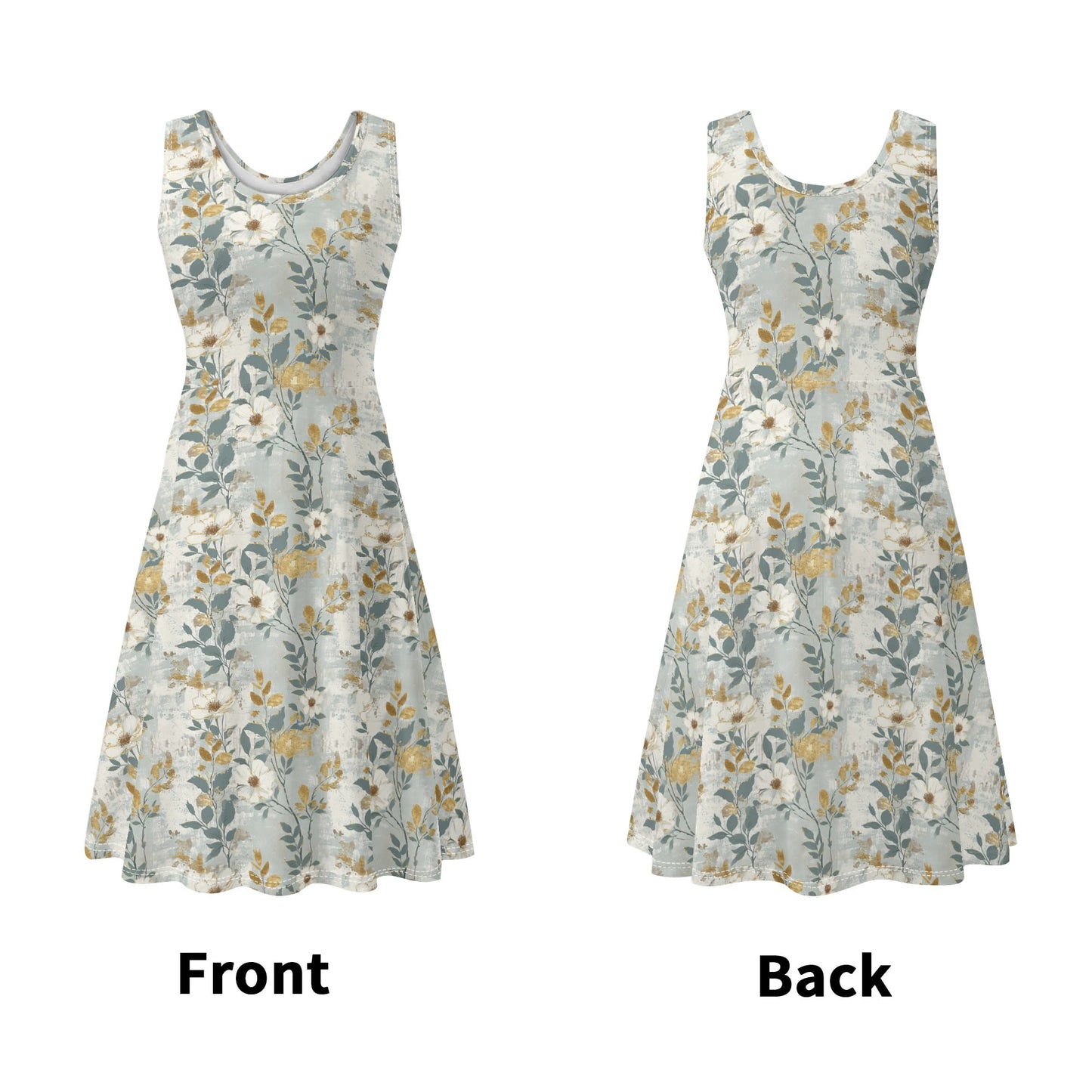 Vintage Florals | Womens Tank Sundress With Pockets - Midi Length