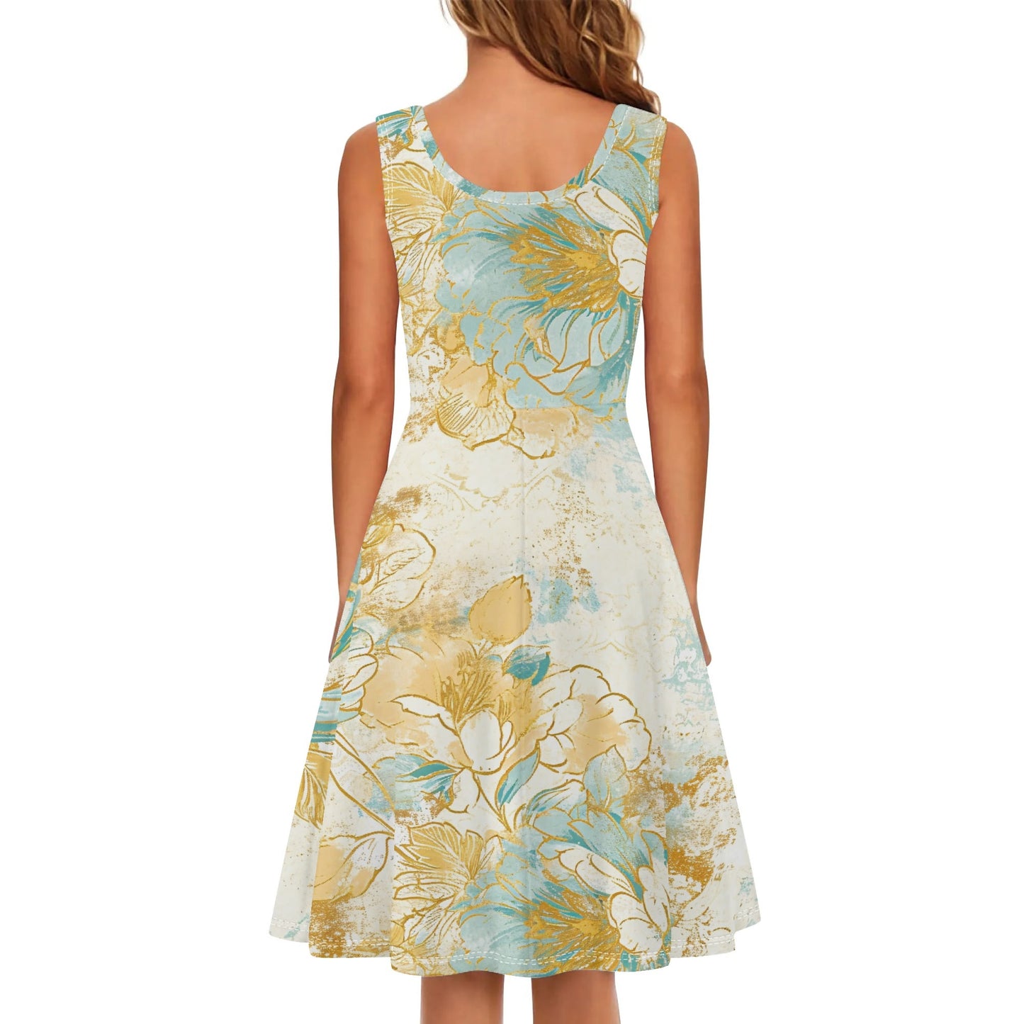 Vintage Florals | Womens Tank Sundress With Pockets - Midi Length