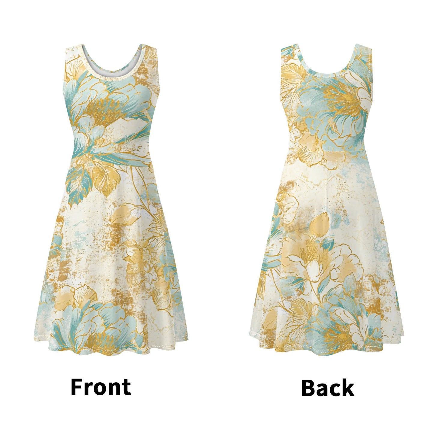 Vintage Florals | Womens Tank Sundress With Pockets - Midi Length