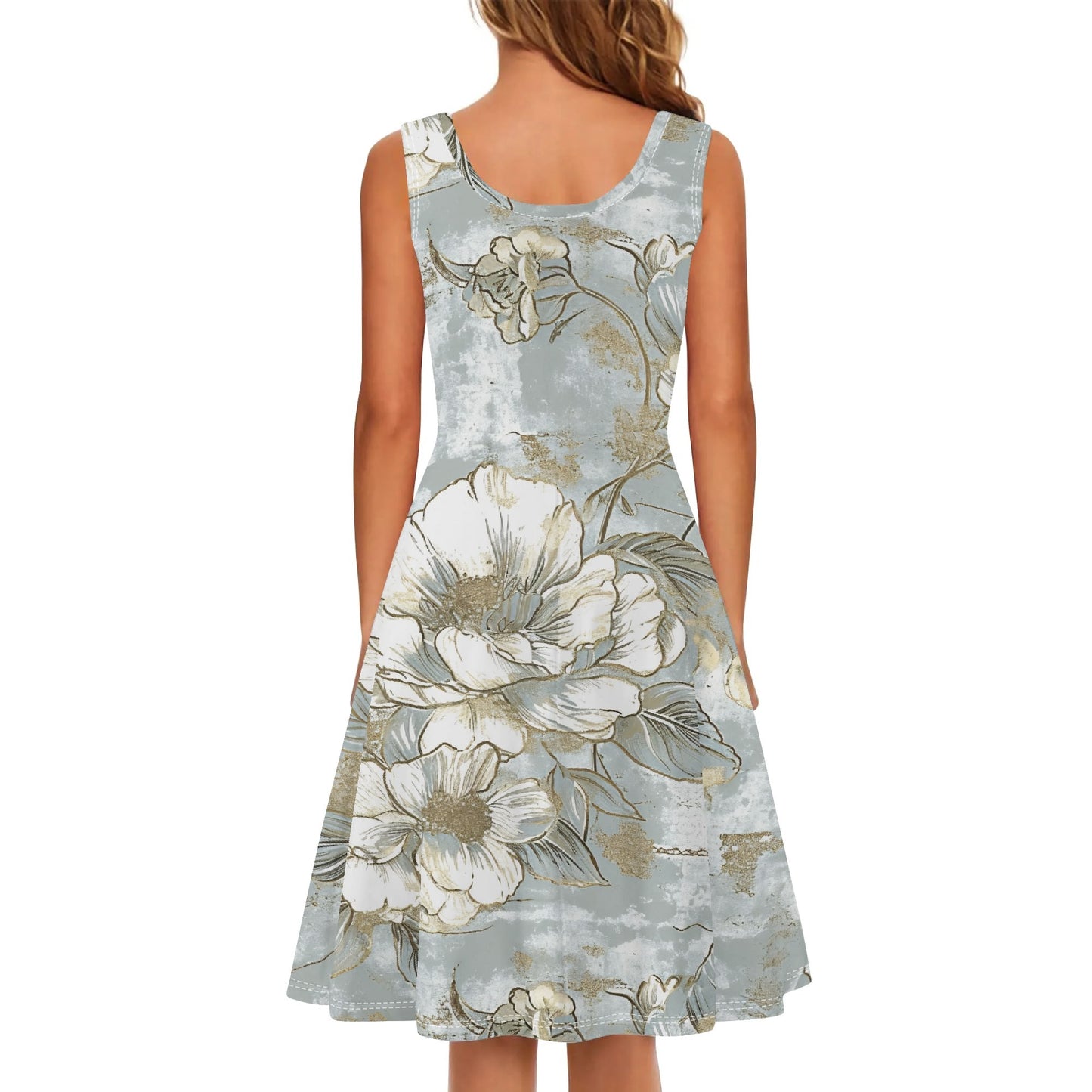 Vintage Florals | Womens Tank Sundress With Pockets - Midi Length