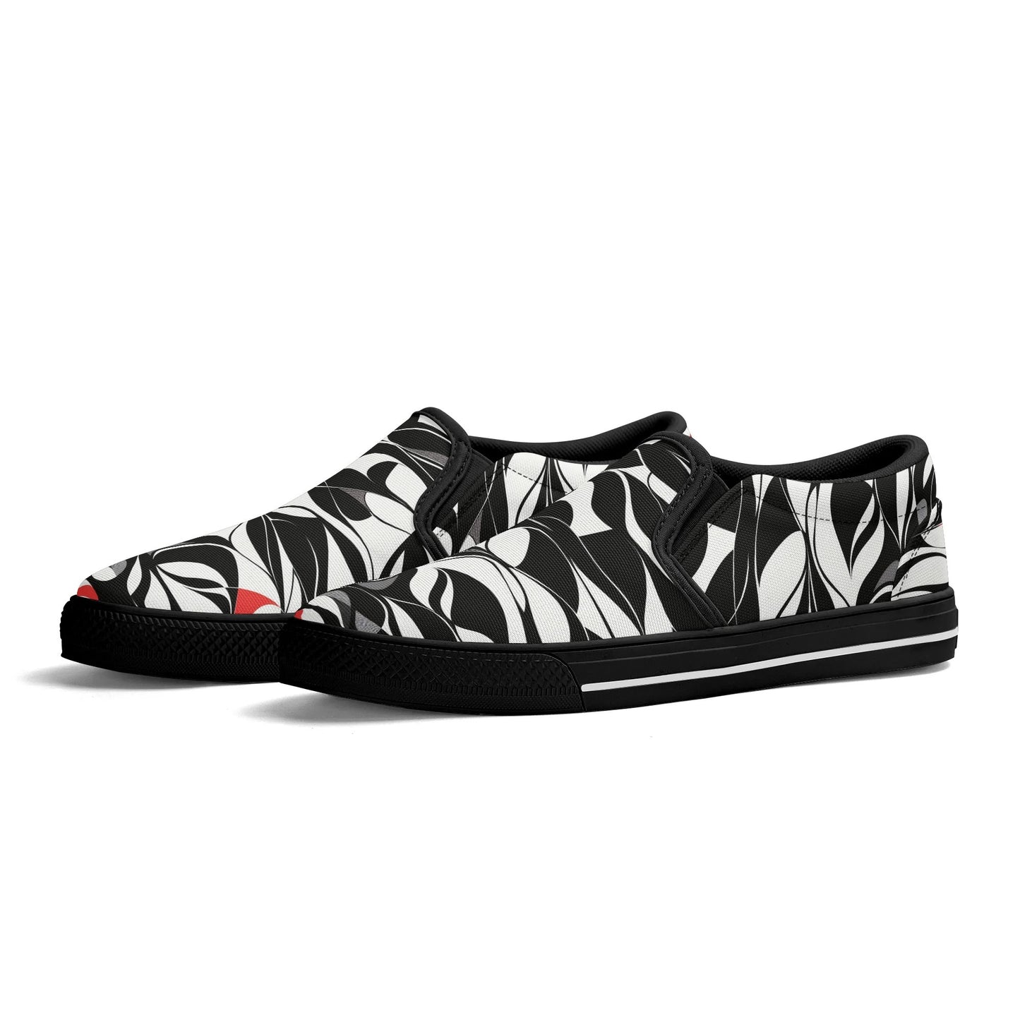 Black & White Abstract | Women's Rubber Slip On Loafers
