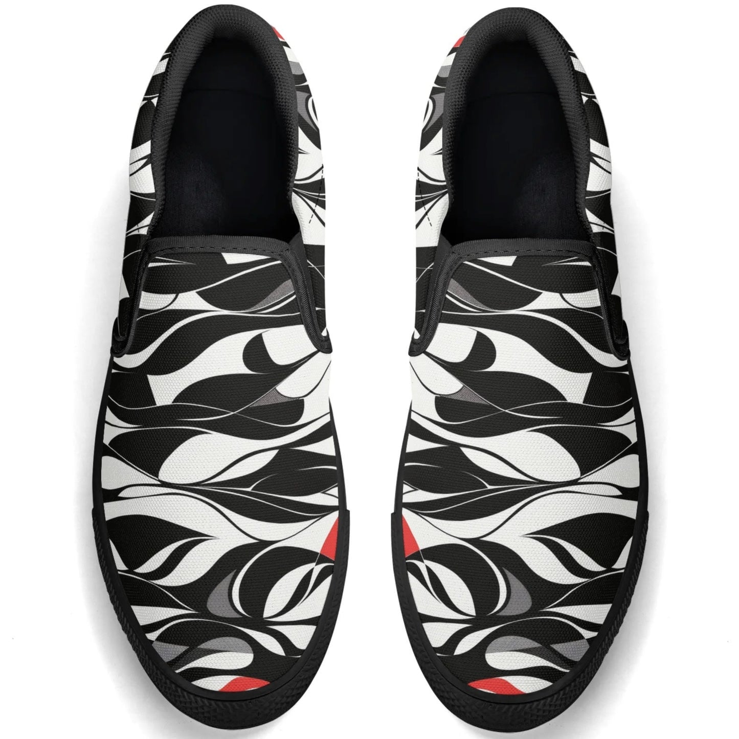 Black & White Abstract | Women's Rubber Slip On Loafers