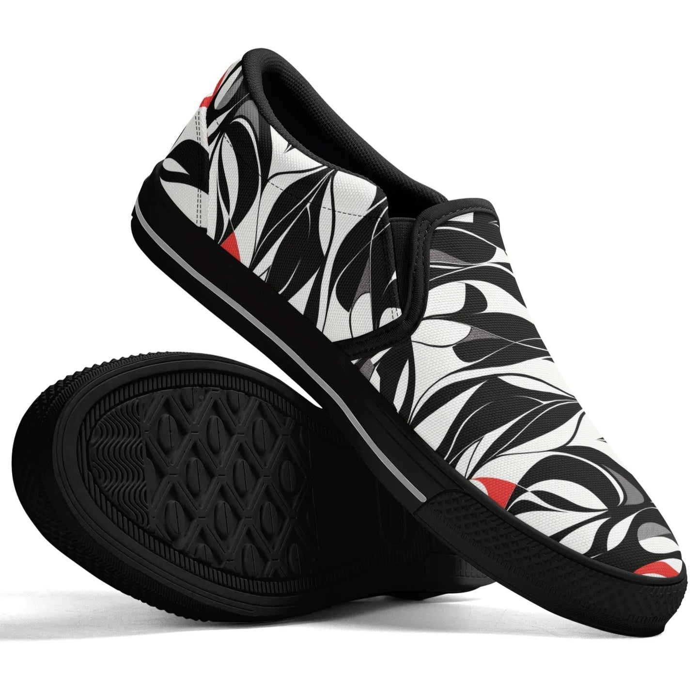 Black & White Abstract | Women's Rubber Slip On Loafers