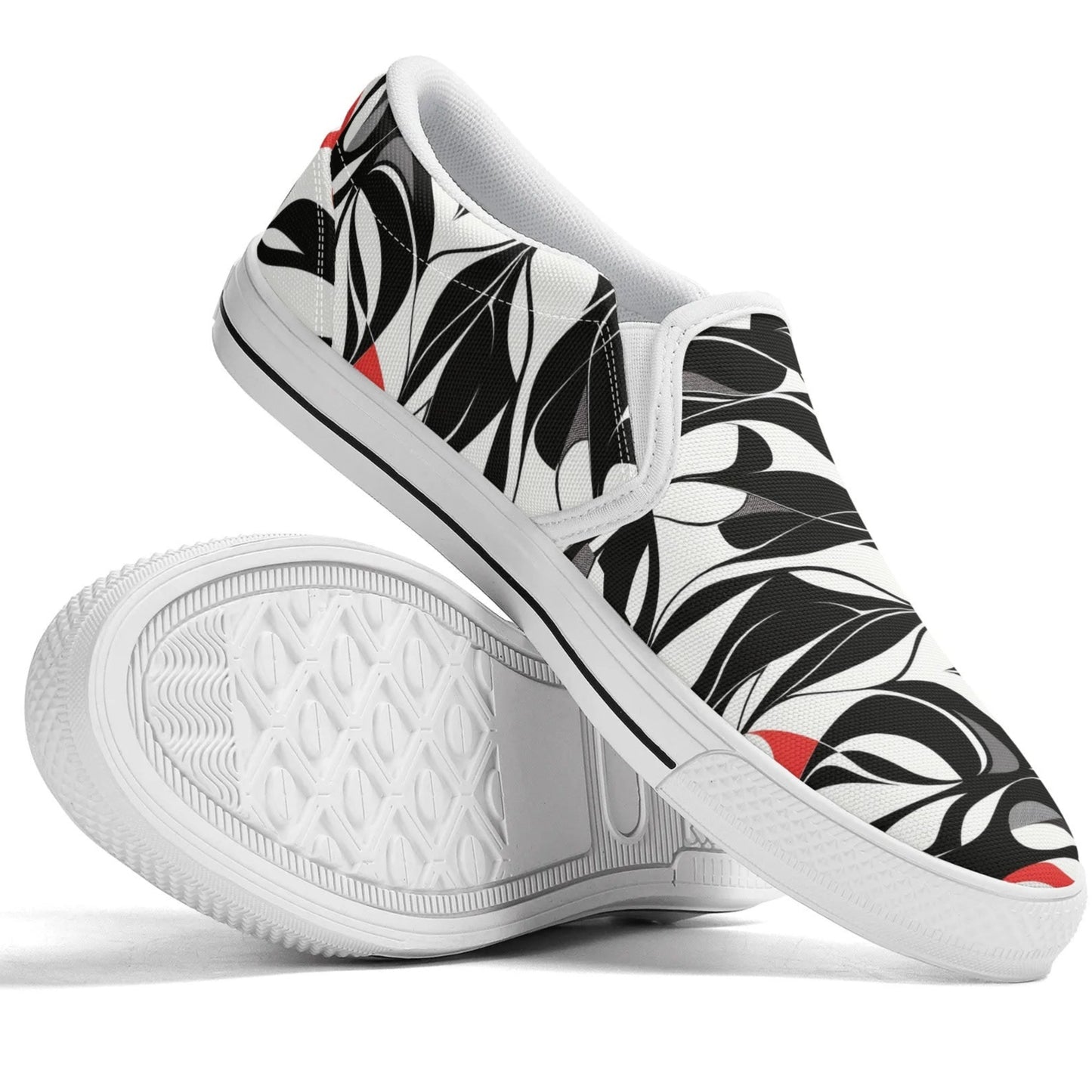 Black & White Abstract | Women's Rubber Slip On Loafers