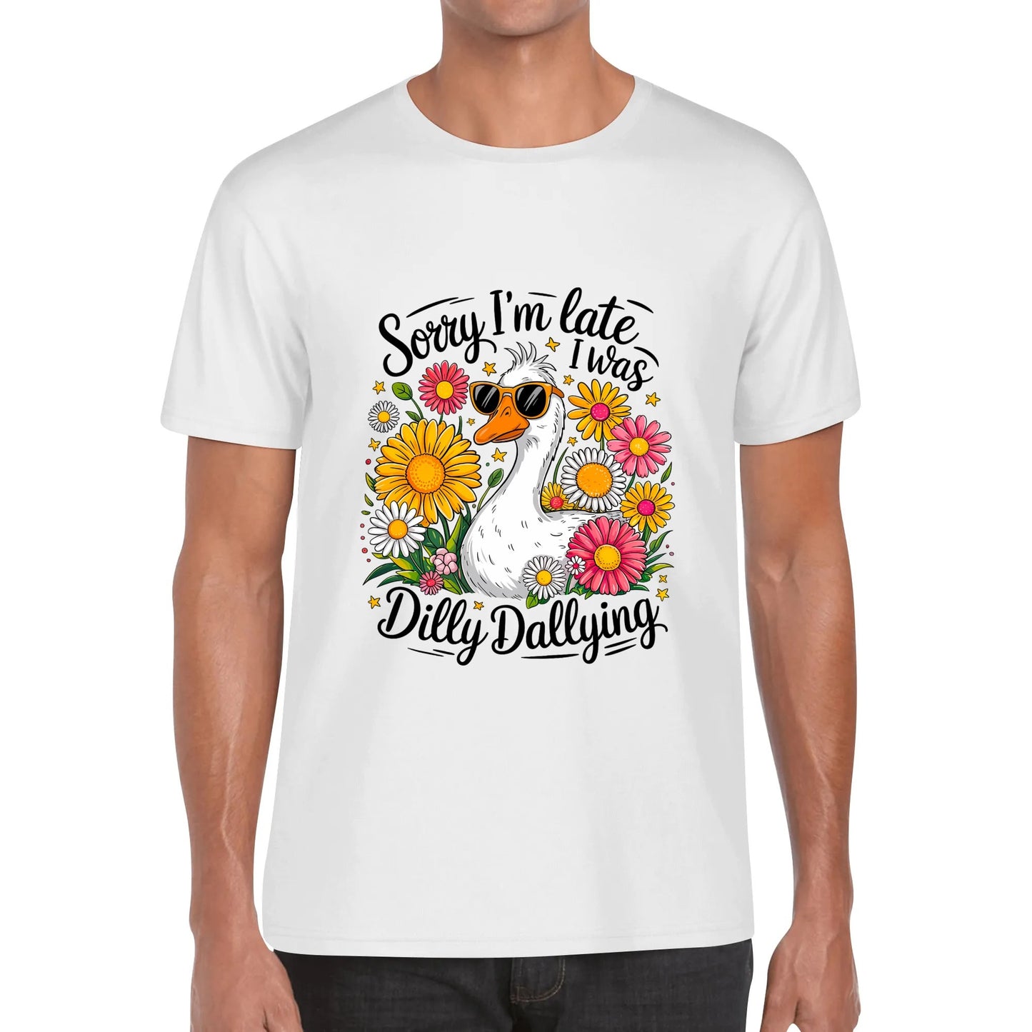 Sorry I'm Late I Was Dilly Dallying | Men's Funny Cotton T-Shirt