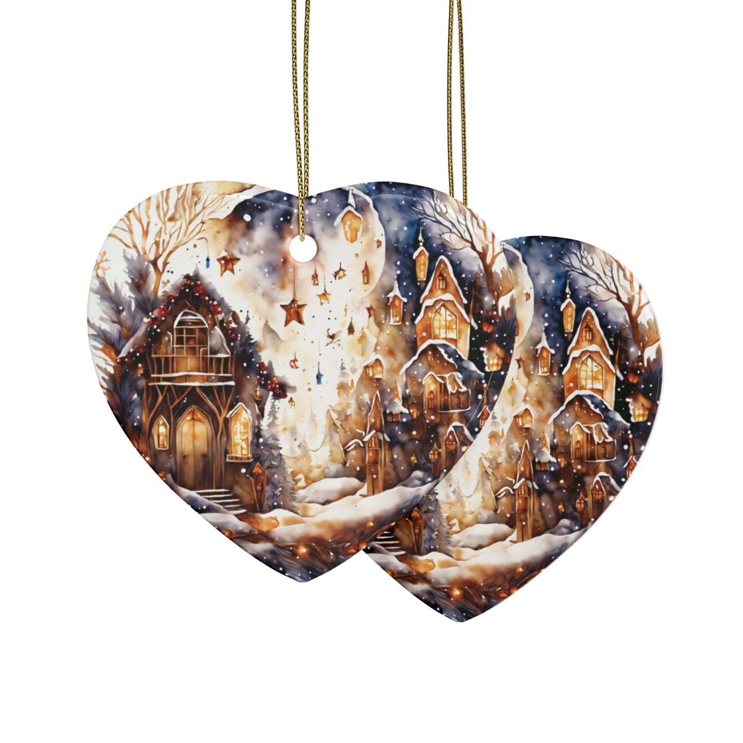 Idyllic Fantasy Christmas Scene | Ceramic Ornaments (1pcs, 5pcs, 10pcs, 20pcs) - 18