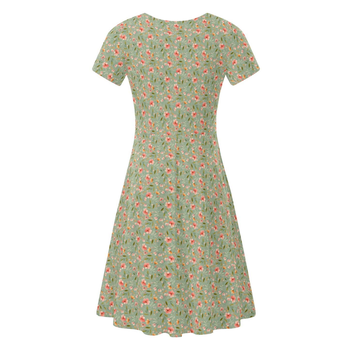 Green floral dress on a white background