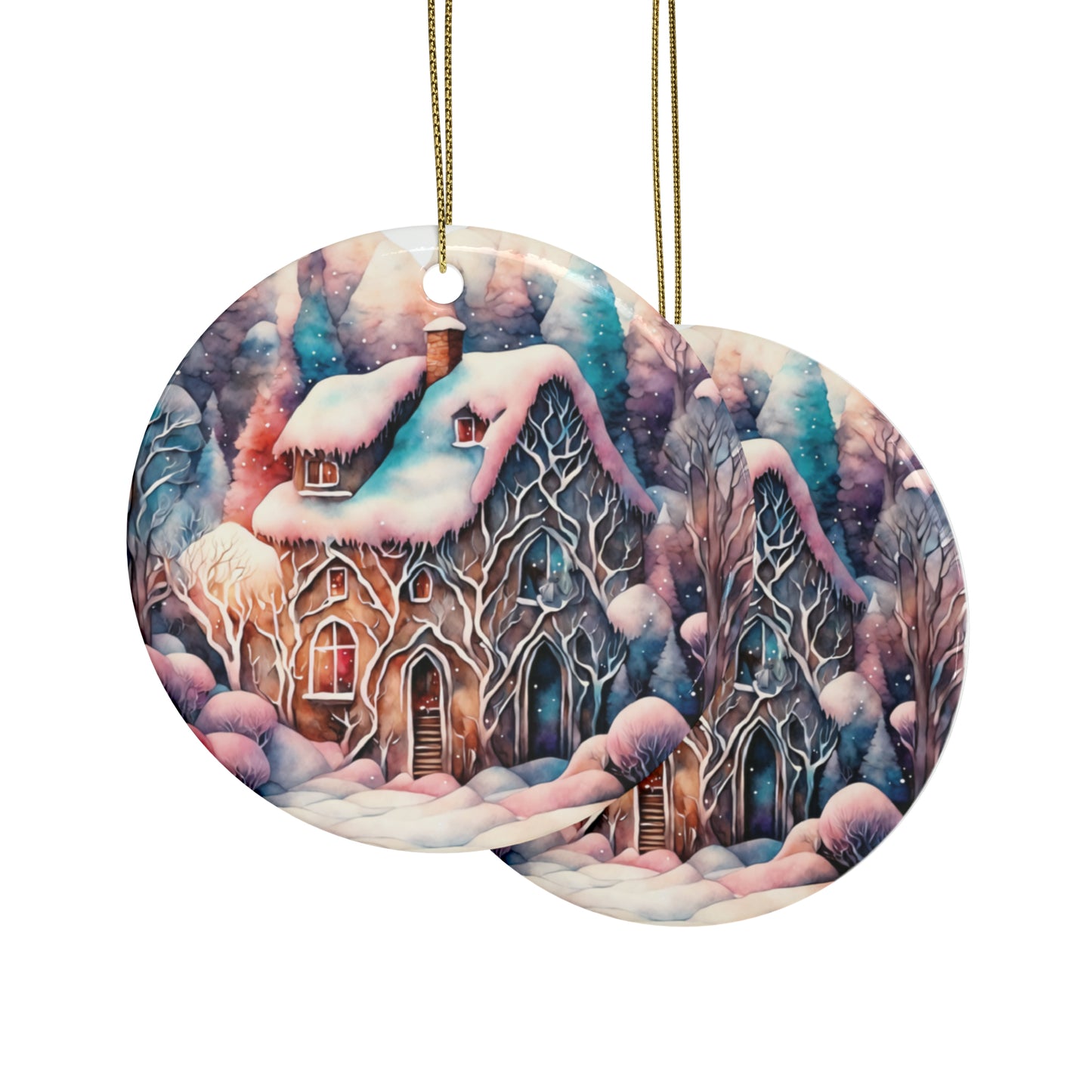 Idyllic Fantasy Christmas Scene | Ceramic Ornaments (1pcs, 5pcs, 10pcs, 20pcs) - 9