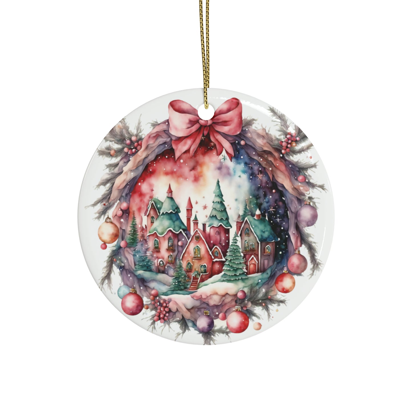 Idyllic Fantasy Christmas Scene | Ceramic Ornaments (1pcs, 5pcs, 10pcs, 20pcs) - 17