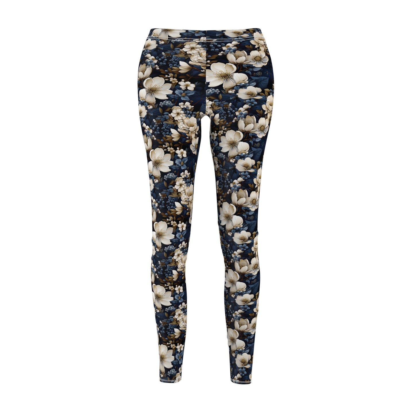 Elegant Premium Winter Blue Flower Leggings for Effortless Sophistication