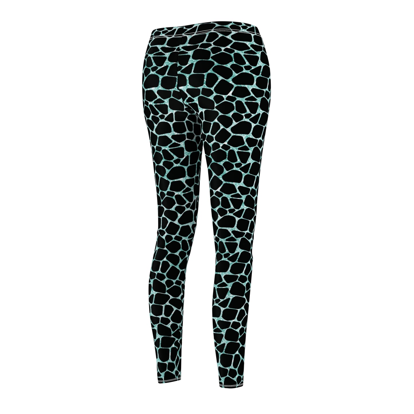 Aqua Giraffe Print - Women's Cut & Sew Casual Leggings