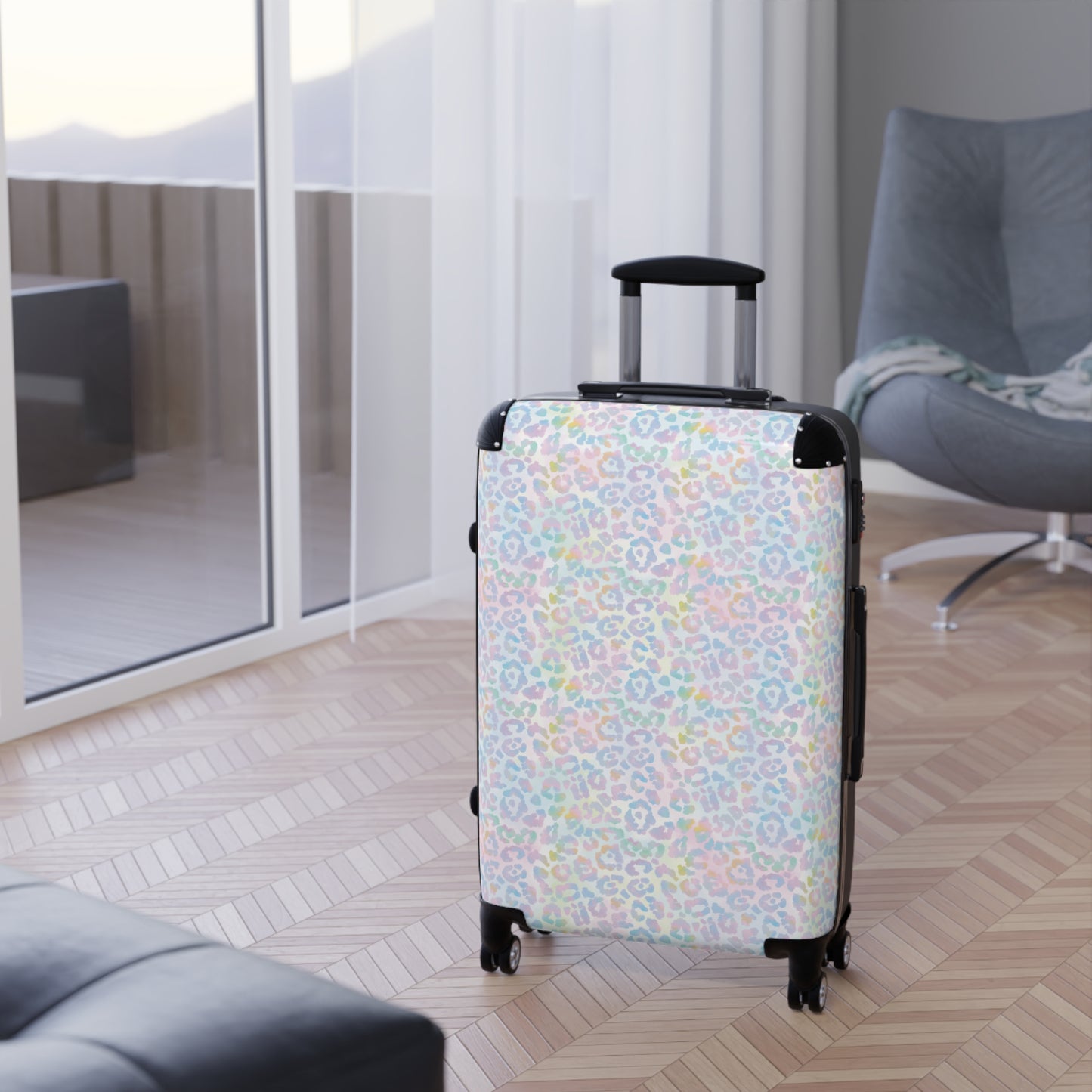 Pink Tie-Dye Leopard Print Suitcases Available in 3 Sizes (Small, Medium, & Large)