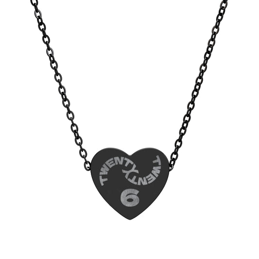 Black Twenty Twenty 6 | New Year Engraved Heart Necklace