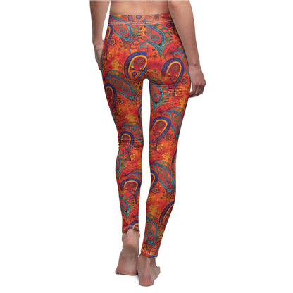 Burnt Orange Bohemian Swirls - Women's Cut & Sew Casual Leggings