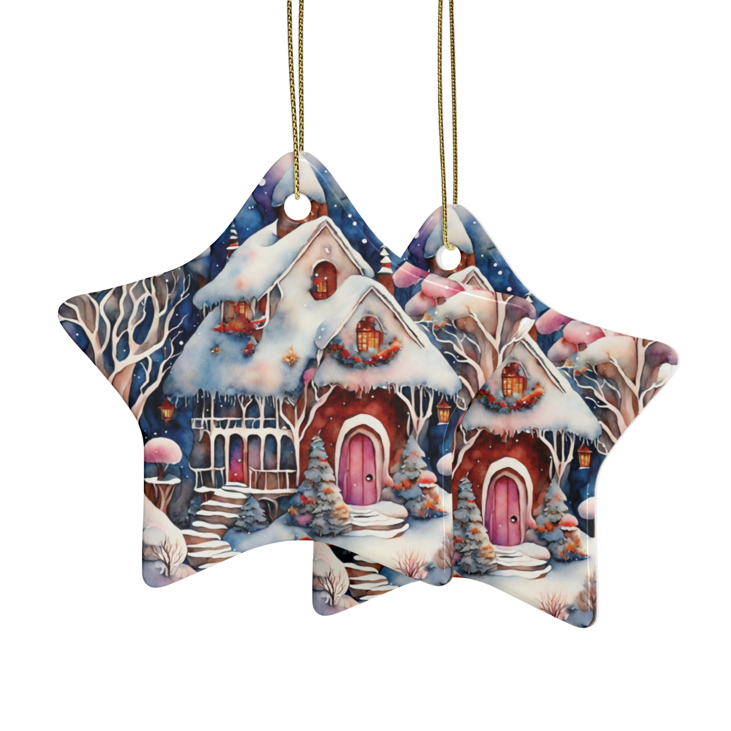 Idyllic Fantasy Christmas Scene | Ceramic Ornaments (1pcs, 5pcs, 10pcs, 20pcs) - 24