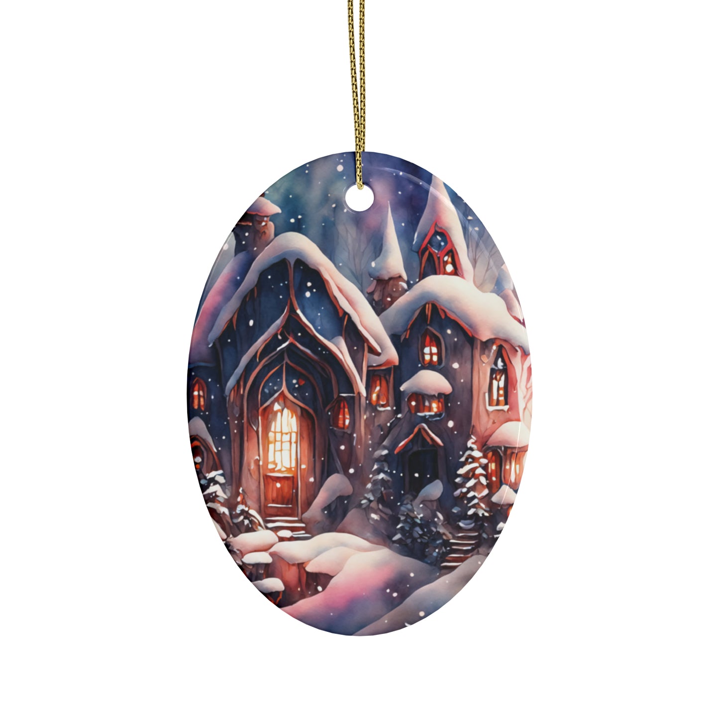 Idyllic Fantasy Christmas Scene | Ceramic Ornaments (1pcs, 5pcs, 10pcs, 20pcs) - 25