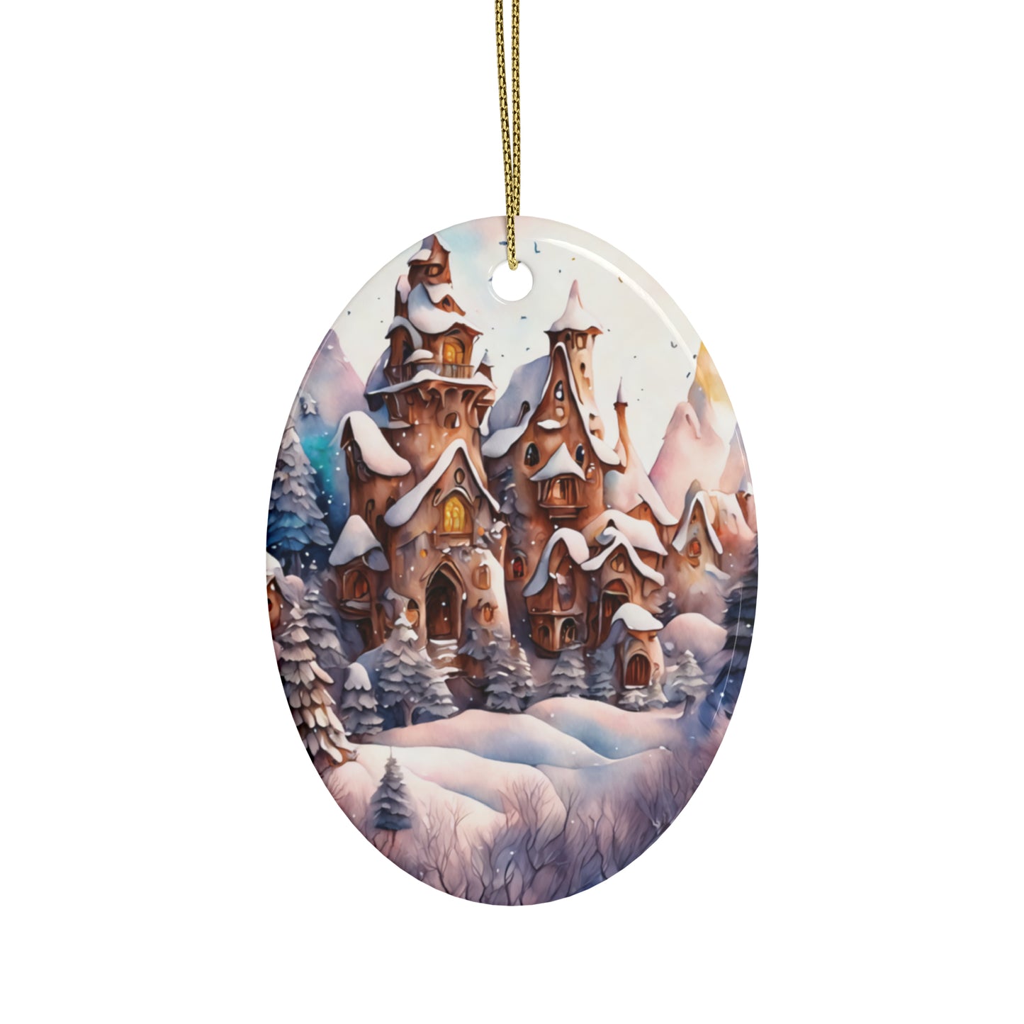 Idyllic Fantasy Christmas Scene | Ceramic Ornaments (1pcs, 5pcs, 10pcs, 20pcs) - 6